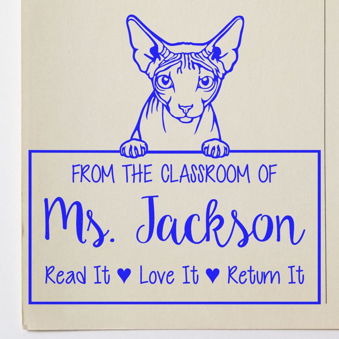 Don Sphynx Cat Customized Return My Book Stamp - Engineer Seal Stamps