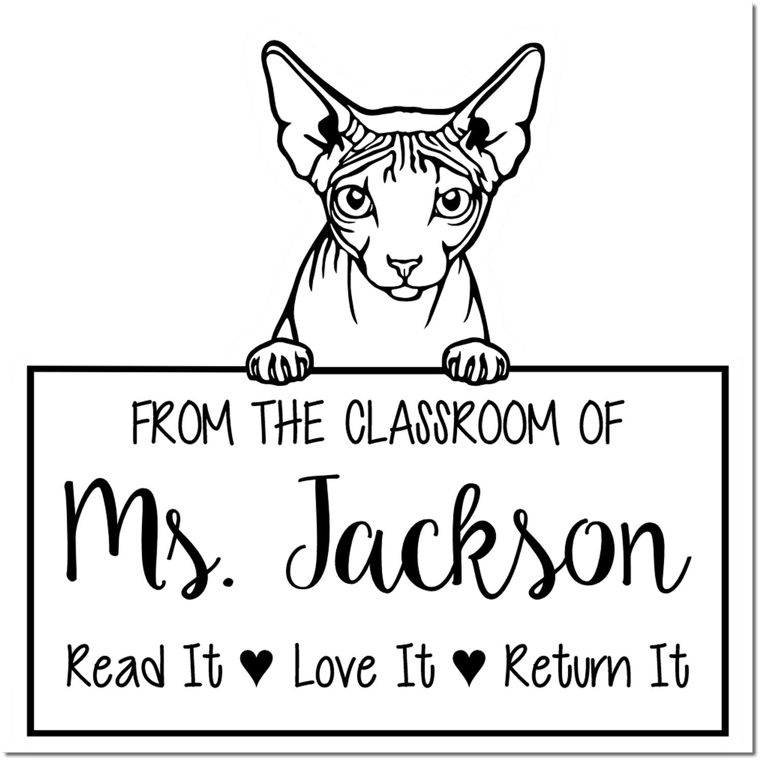 Don Sphynx Cat-Themed Read It Love It Return It Stamp - Engineer Seal Stamps