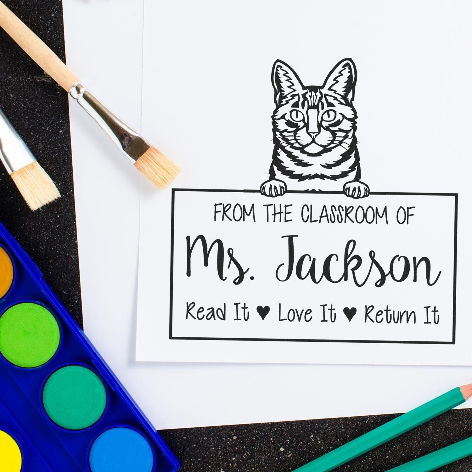 Customized Teacher Gift Stamp with Dragon Li Cat - Engineer Seal Stamps