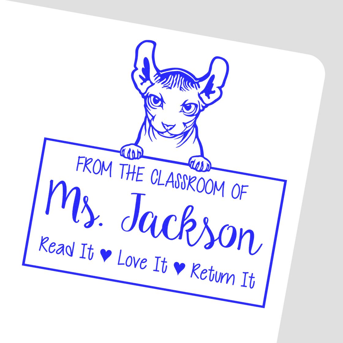 Dwelf Cat-Themed Read It Love It Return It Personalized Stamper - Engineer Seal Stamps