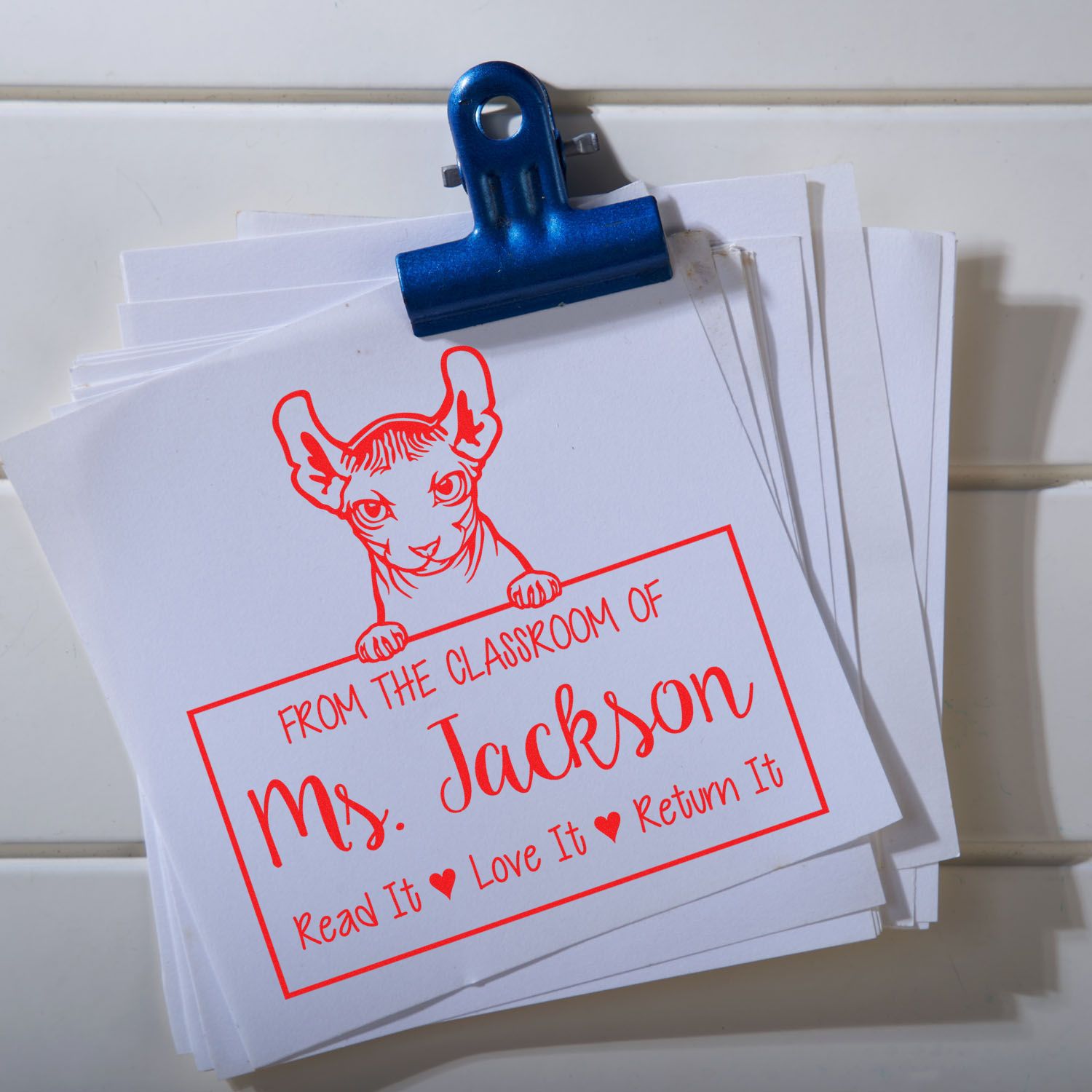 Dwelf Cat-Themed Read It Love It Return It Personalized Stamper