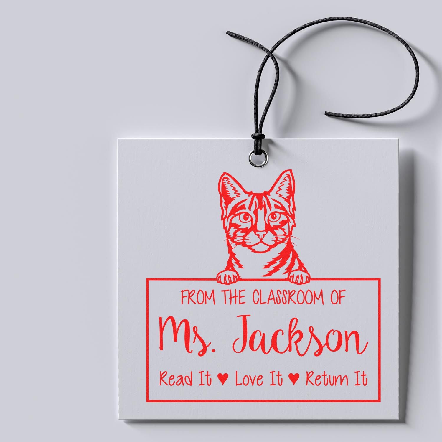 Egyptian Mau Cat-Themed Read It Love It Return It Personalized Stamp
