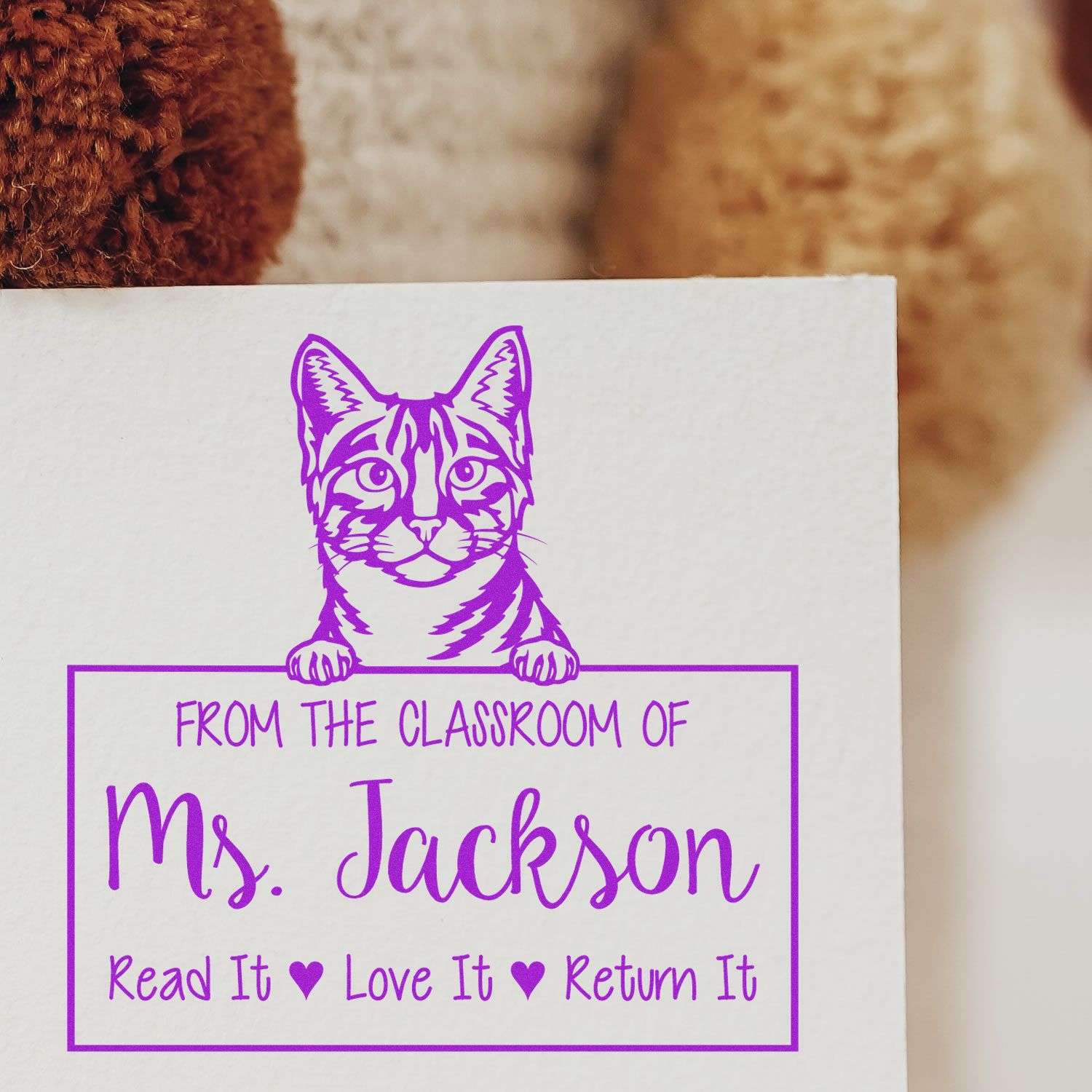 Egyptian Mau Cat Customized Book Lending Stamp - Engineer Seal Stamps