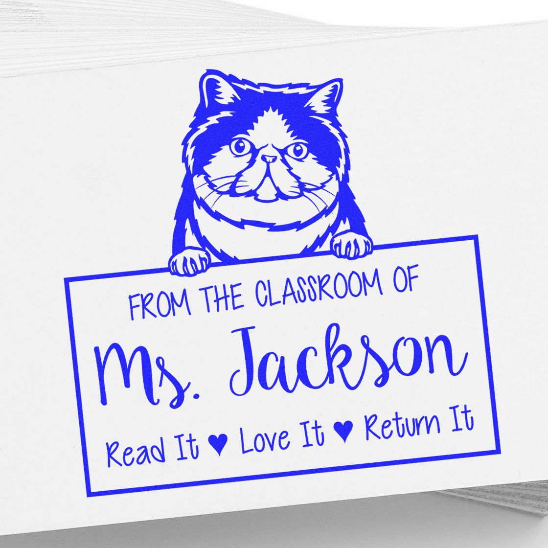 Customized Book Ownership Stamp with Exotic Shorthair Cat - Engineer Seal Stamps