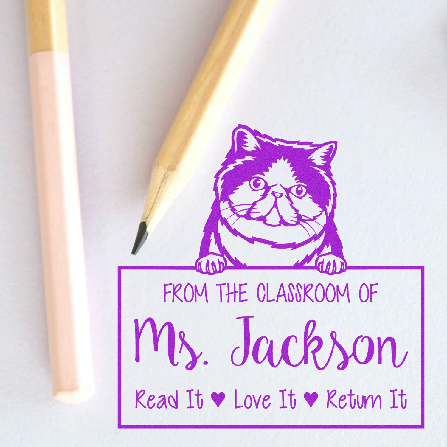 Exotic Shorthair Cat-Themed Read It Love It Return It Personalizable Stamper - Engineer Seal Stamps