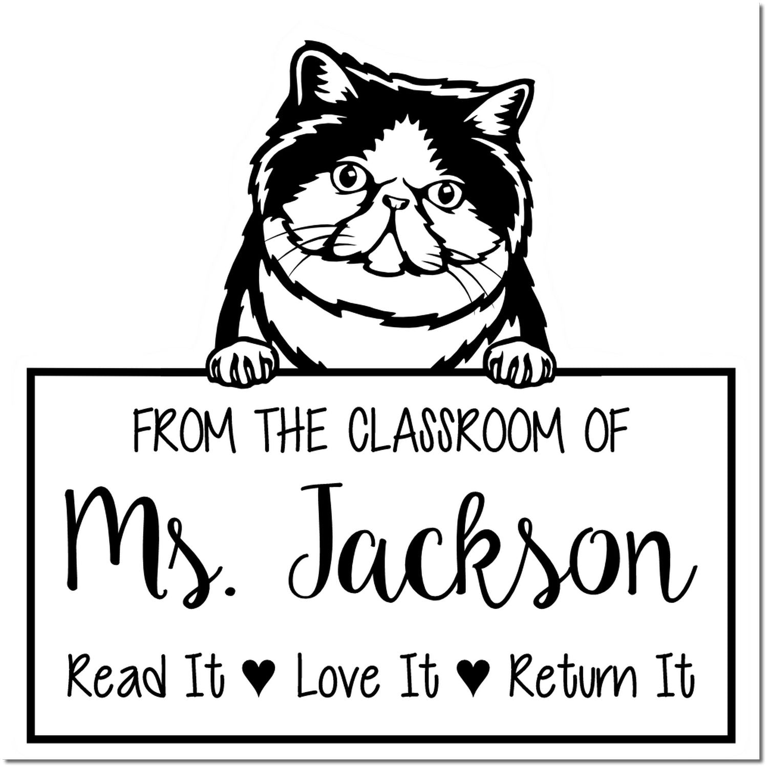 Exotic Shorthair Cat-Themed Read It Love It Return It Personalizable Stamper - Engineer Seal Stamps