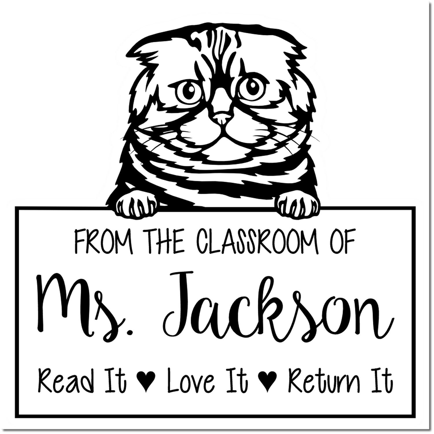 Foldex Cat-Themed Home Library Stamp - Engineer Seal Stamps