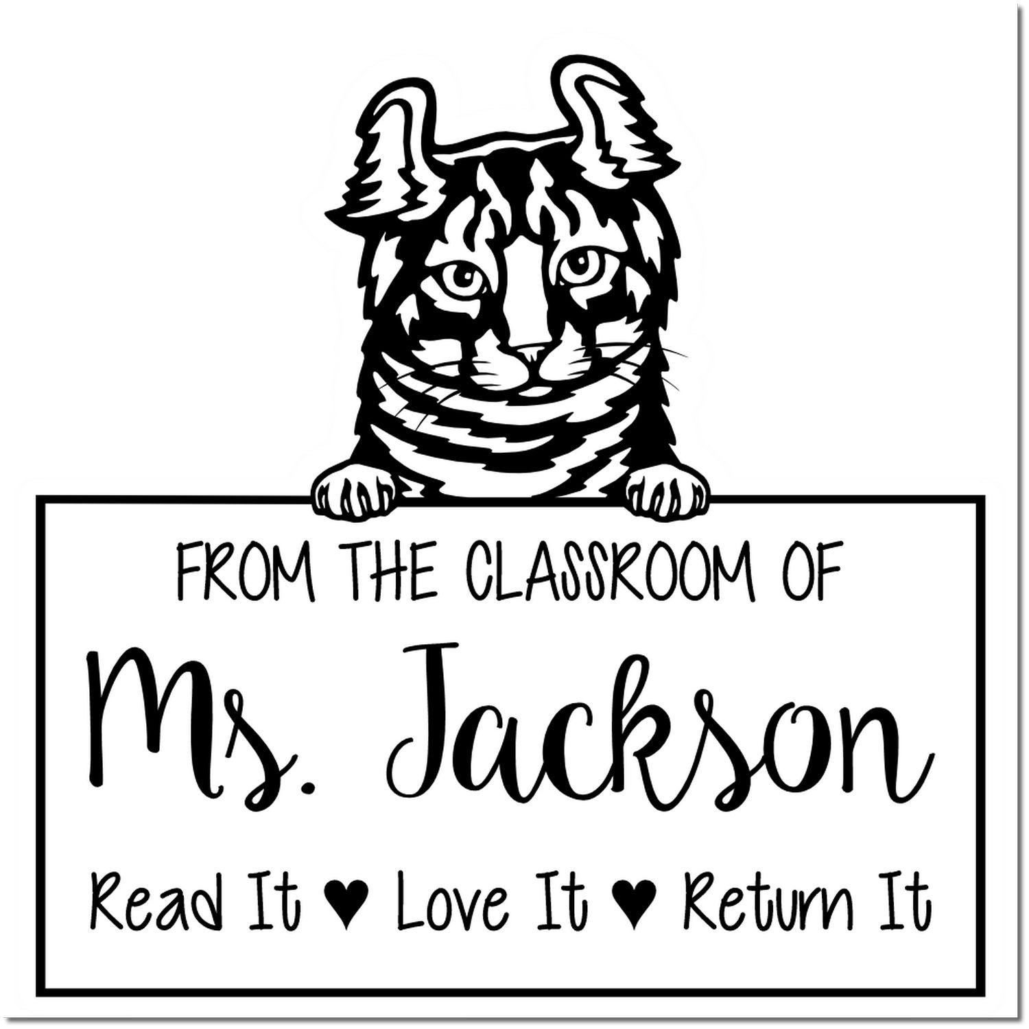 Highlander Cat-Themed Read It Love It Return It Library Stamper - Engineer Seal Stamps