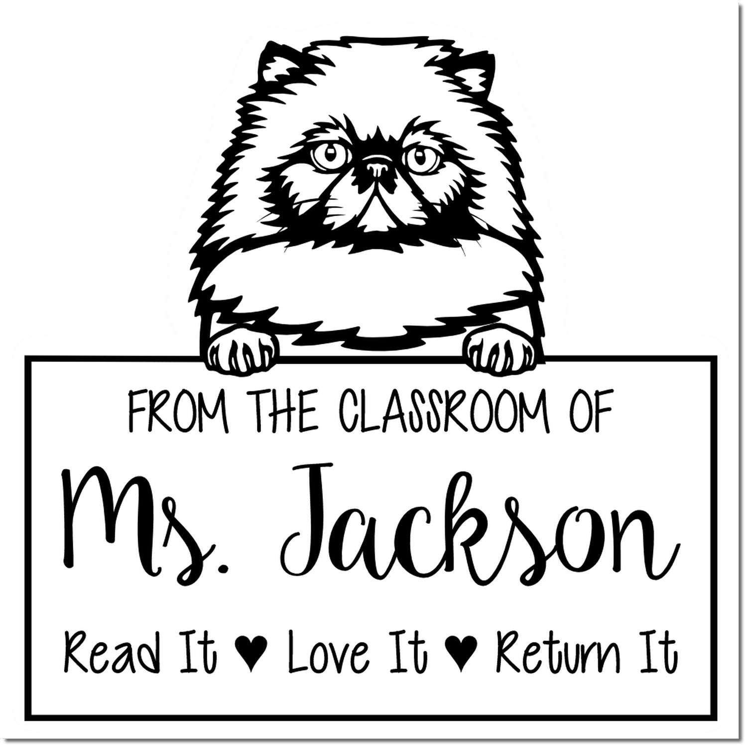 Himalayan Cat-Themed Read It Love It Return It Library Stamp - Engineer Seal Stamps