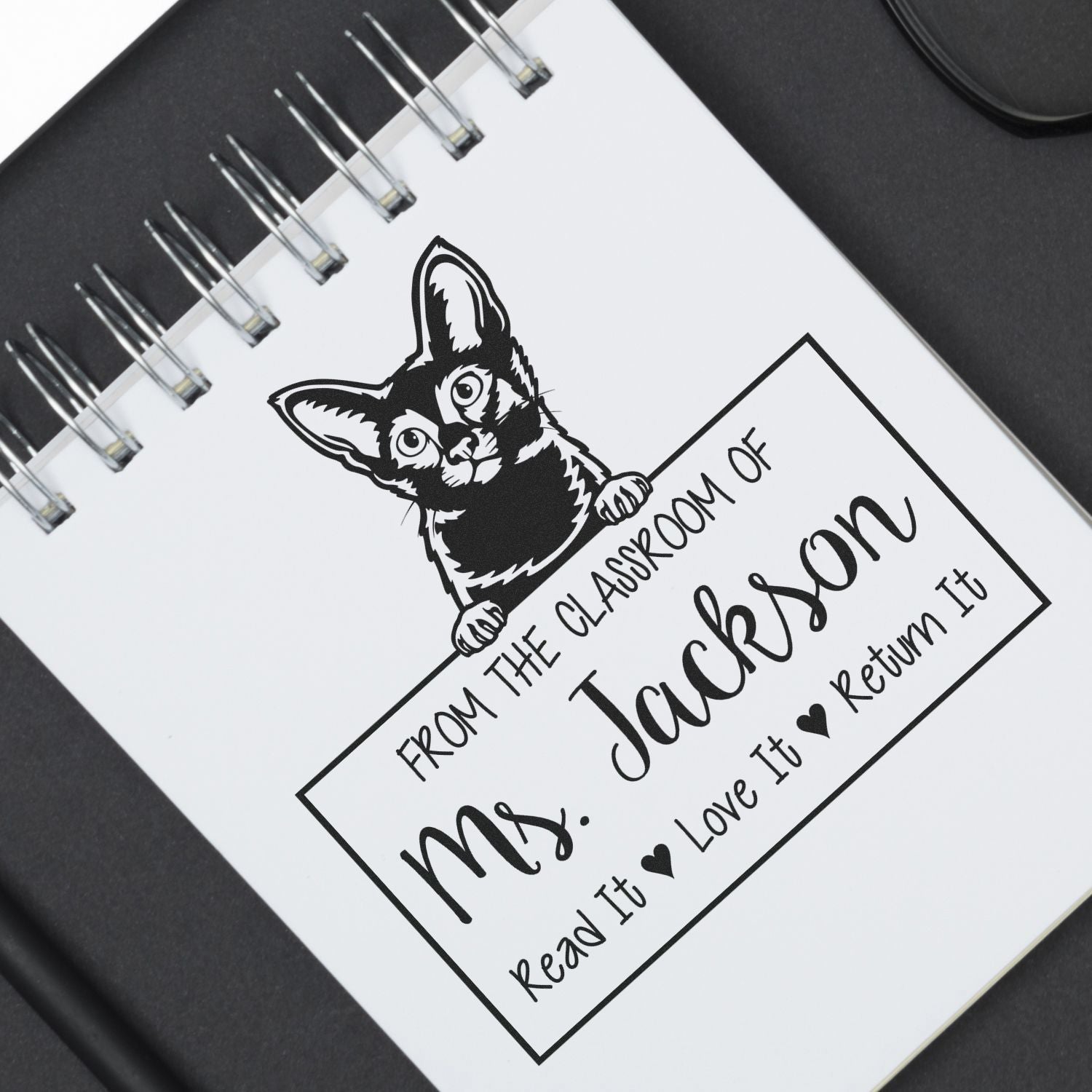 Customized Teacher's Name Stamp with Javanese Cat - Engineer Seal Stamps