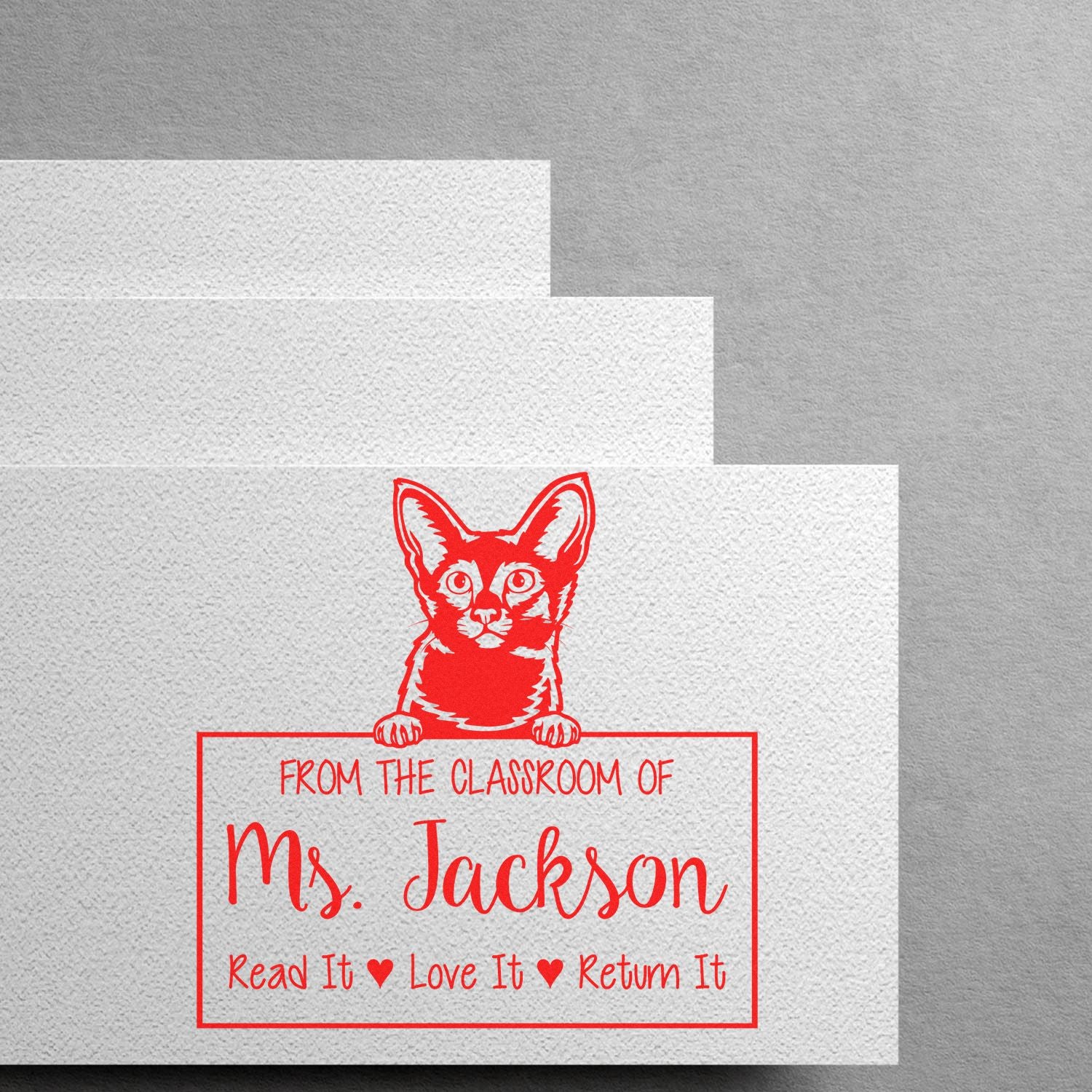 Customized Teacher's Name Stamp with Javanese Cat - Engineer Seal Stamps