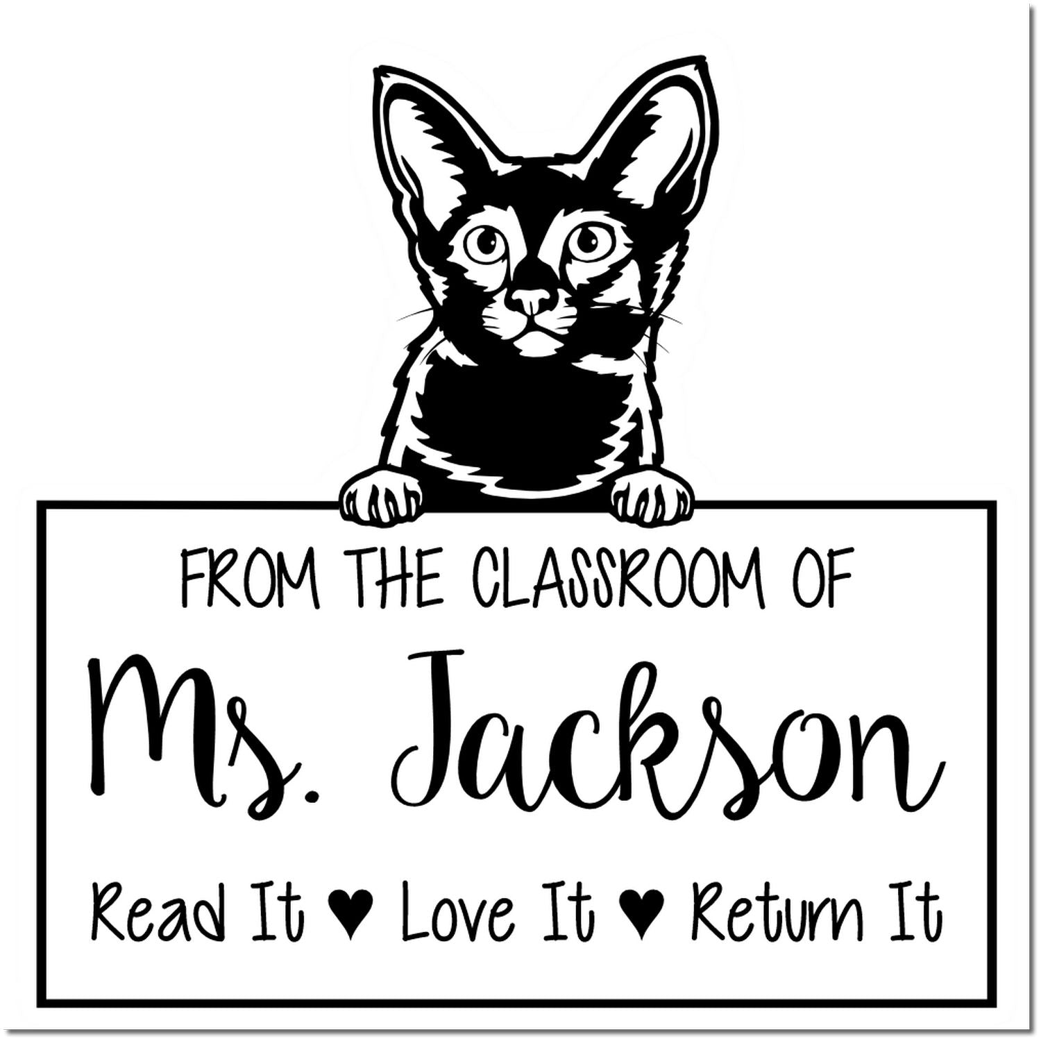 Javanese Cat-Themed Read It Love It Return It For Teachers Stamper - Engineer Seal Stamps