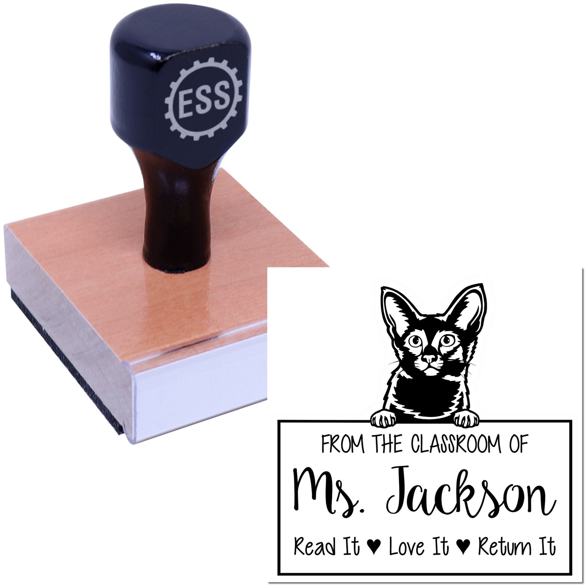 Javanese Cat-Themed Read It Love It Return It For Teachers Stamper - Engineer Seal Stamps
