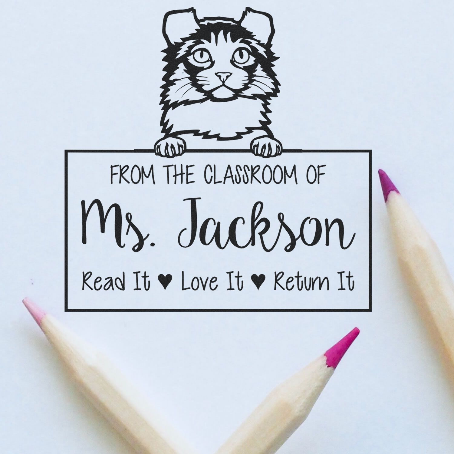 Kinkalow Cat Customized Book Lending Library Stamp - Engineer Seal Stamps