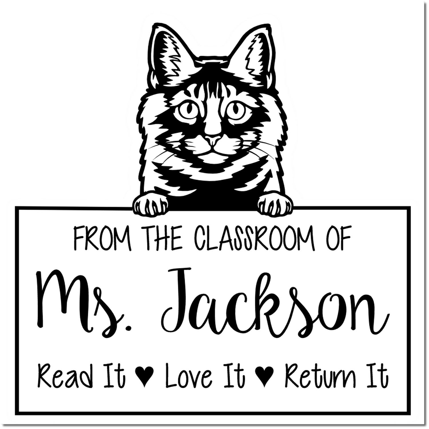 Kurilian Bobtail Cat-Themed Read It Love It Return It For Students Stamper - Engineer Seal Stamps