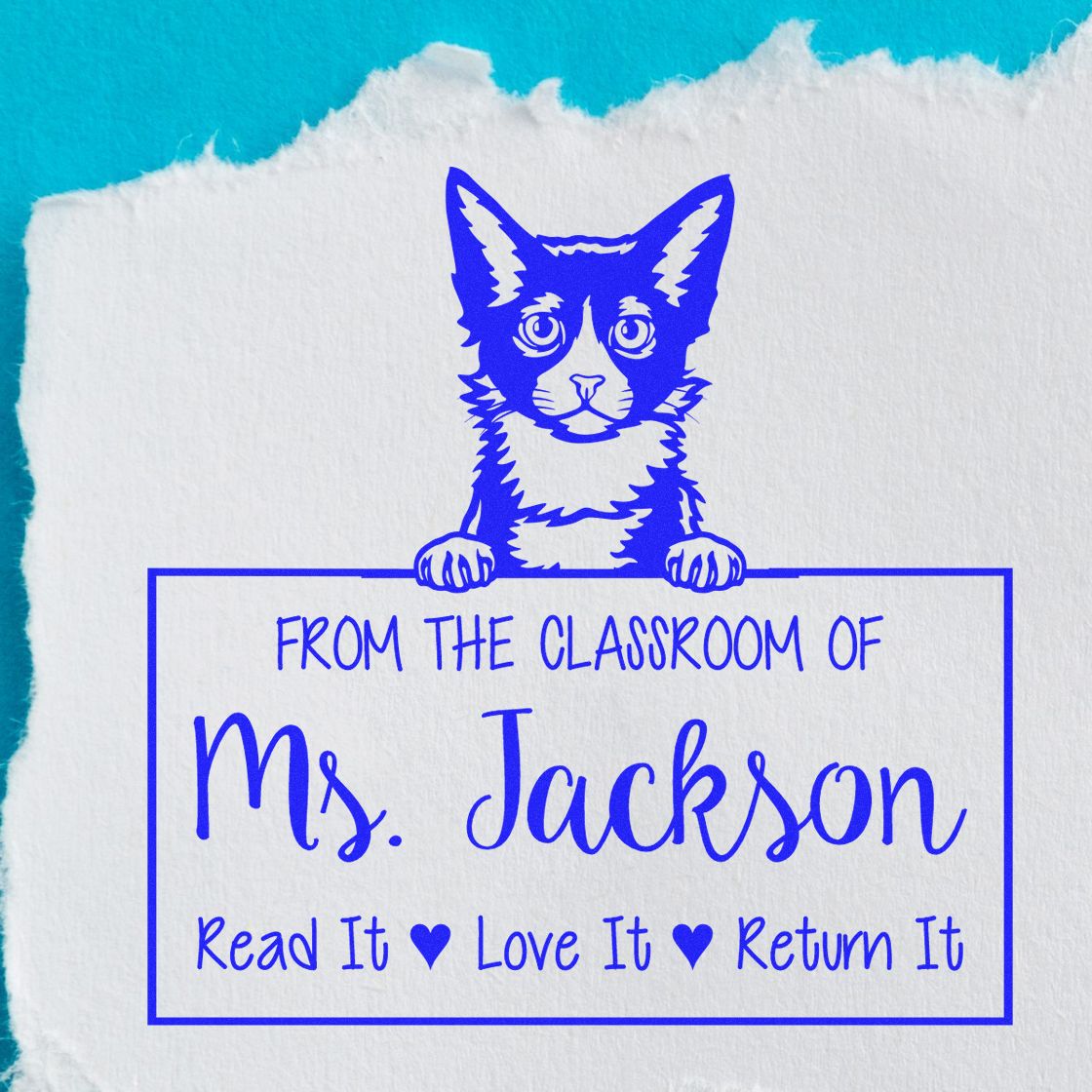 Laperm Cat-Themed Read It Love It Return It For Students Stamp - Engineer Seal Stamps
