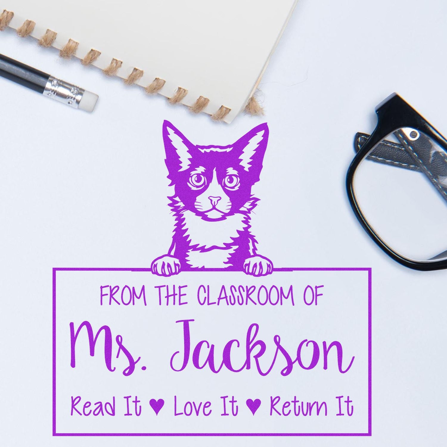 Laperm Cat-Themed Educators Stamp - Engineer Seal Stamps