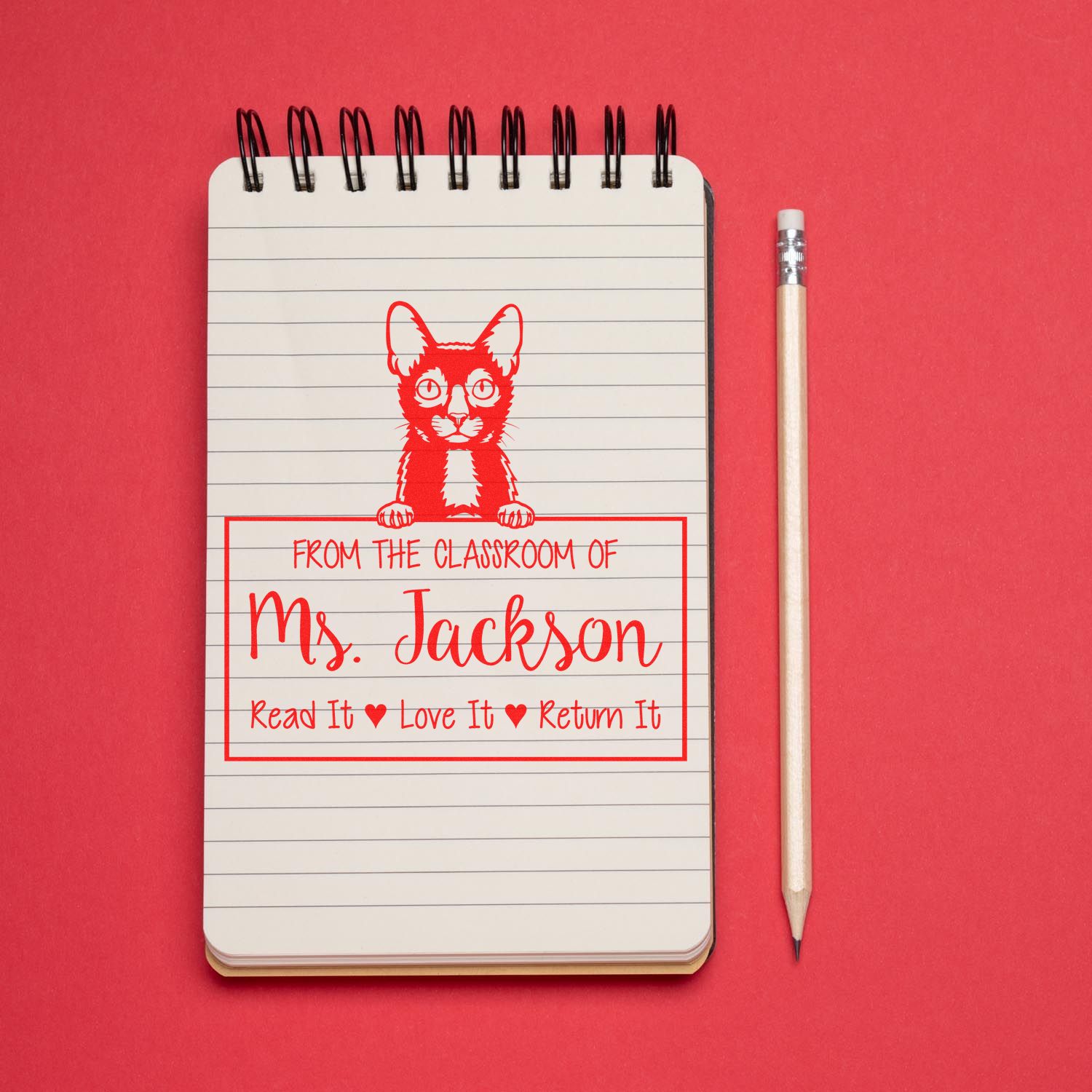 Customized Classroom Tools Stamp with Lykoi Cat - Engineer Seal Stamps