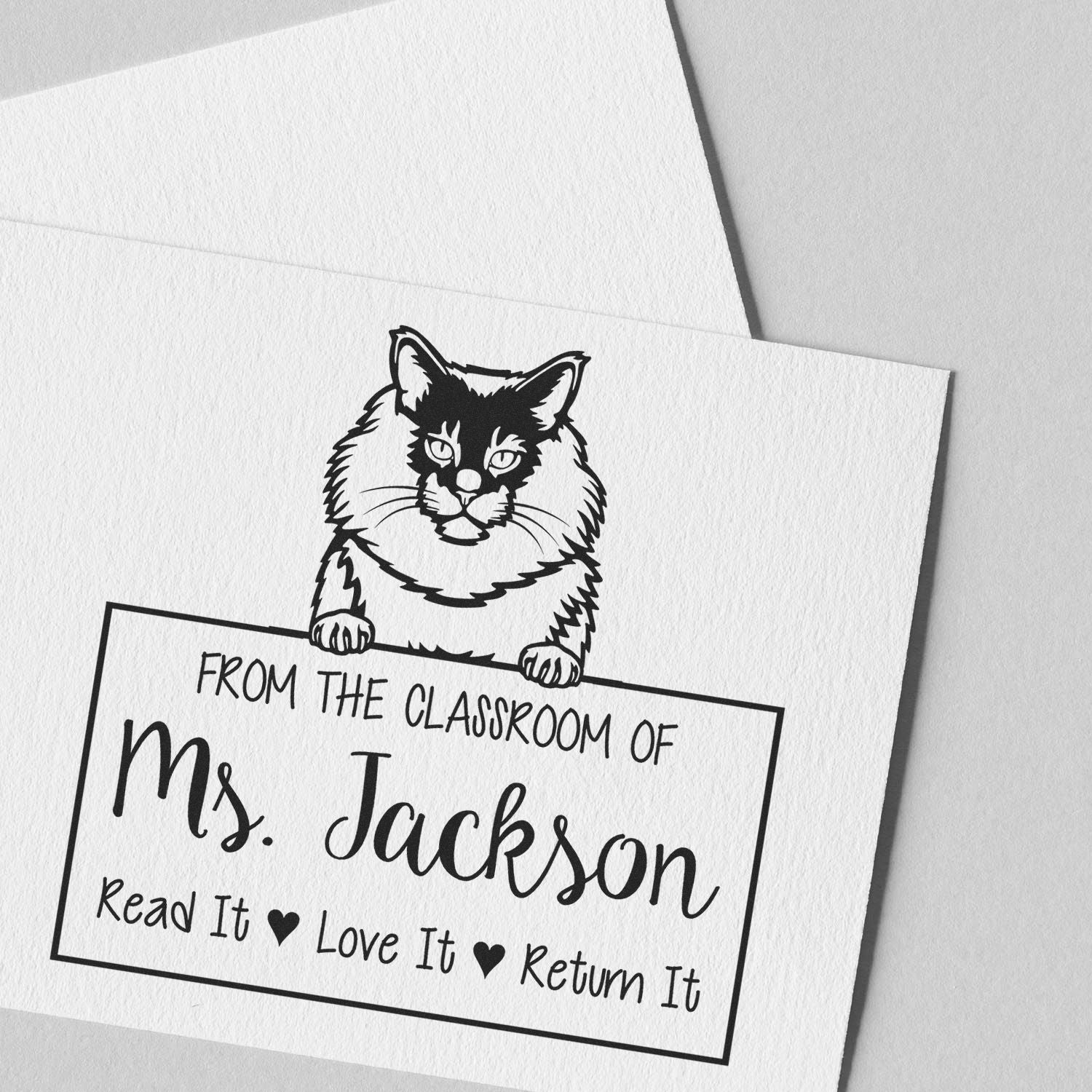 Customized Teacher's Classroom Tools Stamp with Maine Coon Cat - Engineer Seal Stamps