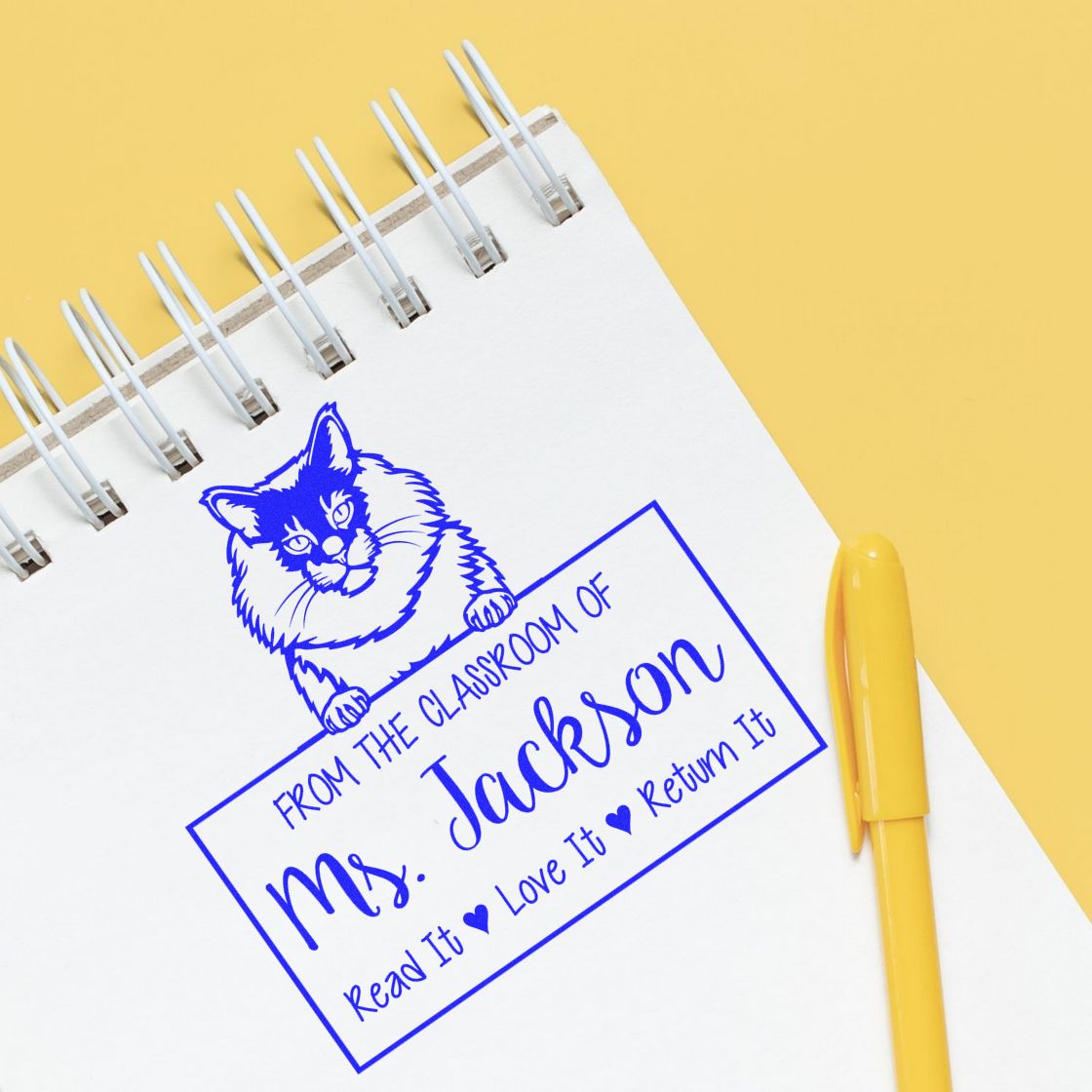 Maine Coon Cat Customized Library Mark Stamp - Engineer Seal Stamps