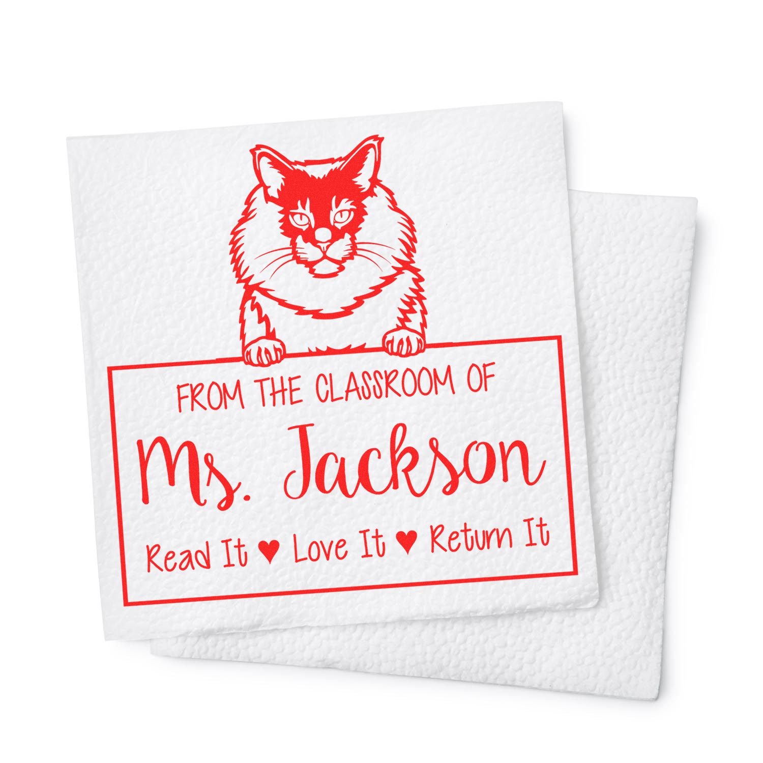 Maine Coon Cat Customized Library Mark Stamp - Engineer Seal Stamps