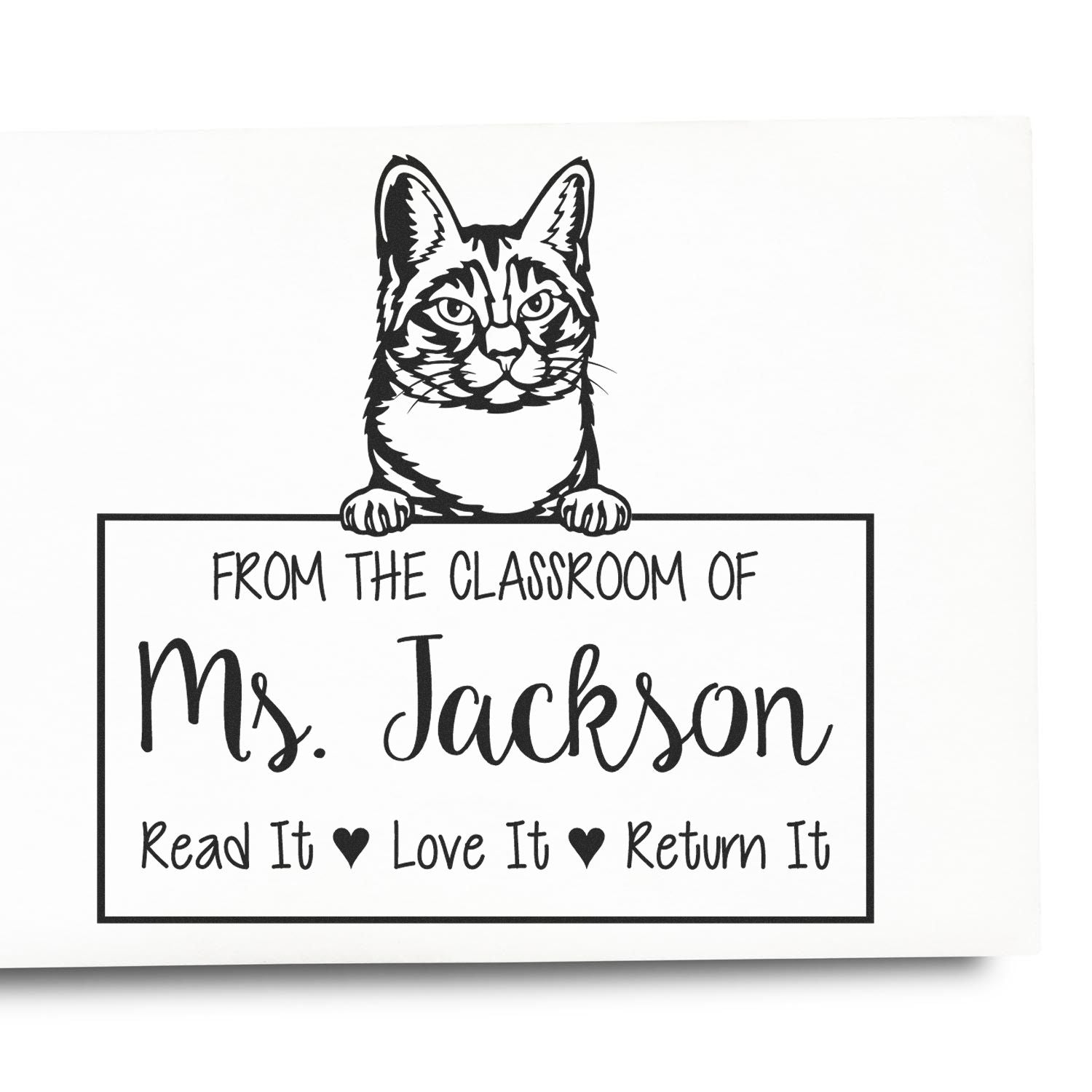 Manx Cat-Themed Read It Love It Return It For Libraries Stamper - Engineer Seal Stamps