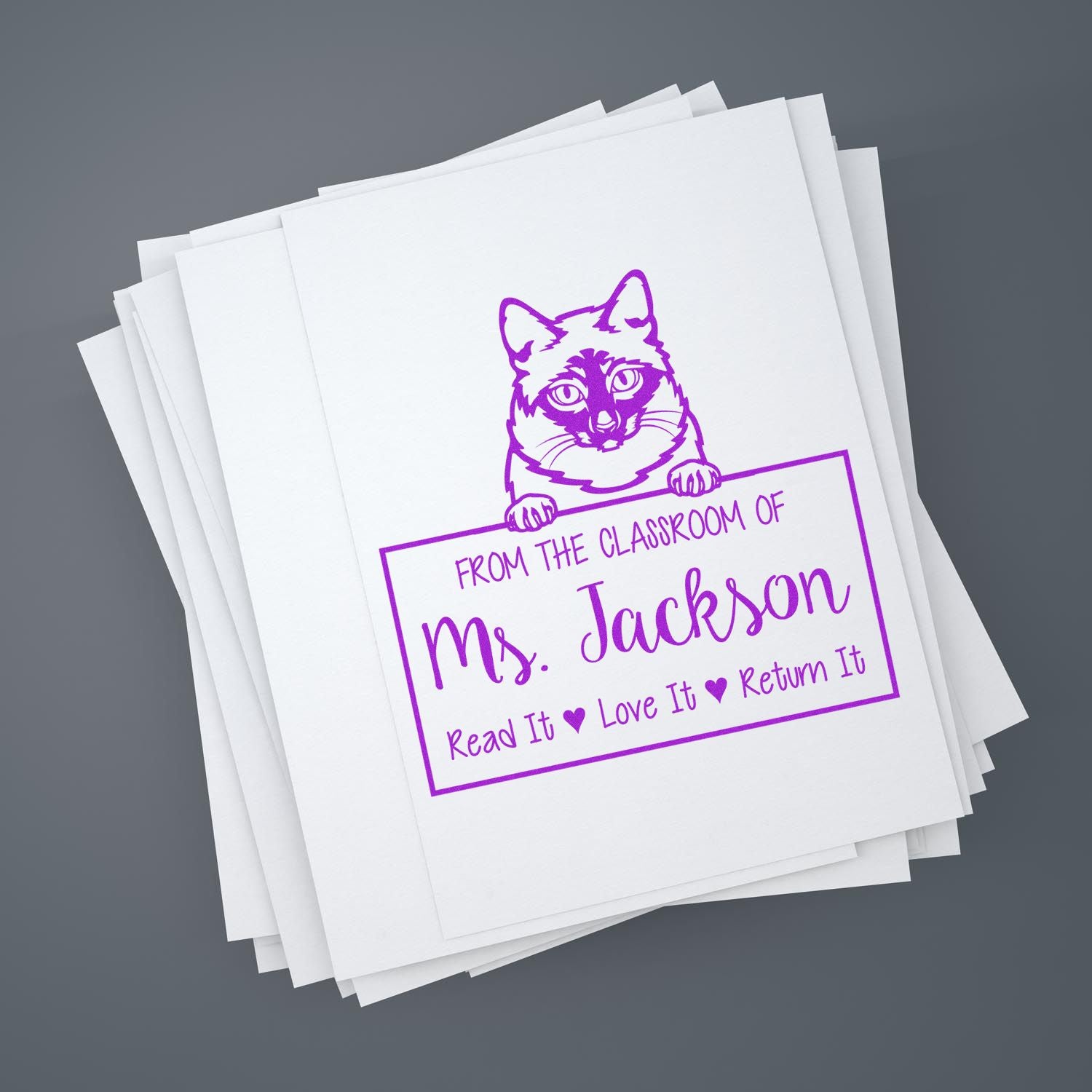 Mekong Bobtail Cat-Themed Read It Love It Return It For Libraries Stamp - Engineer Seal Stamps