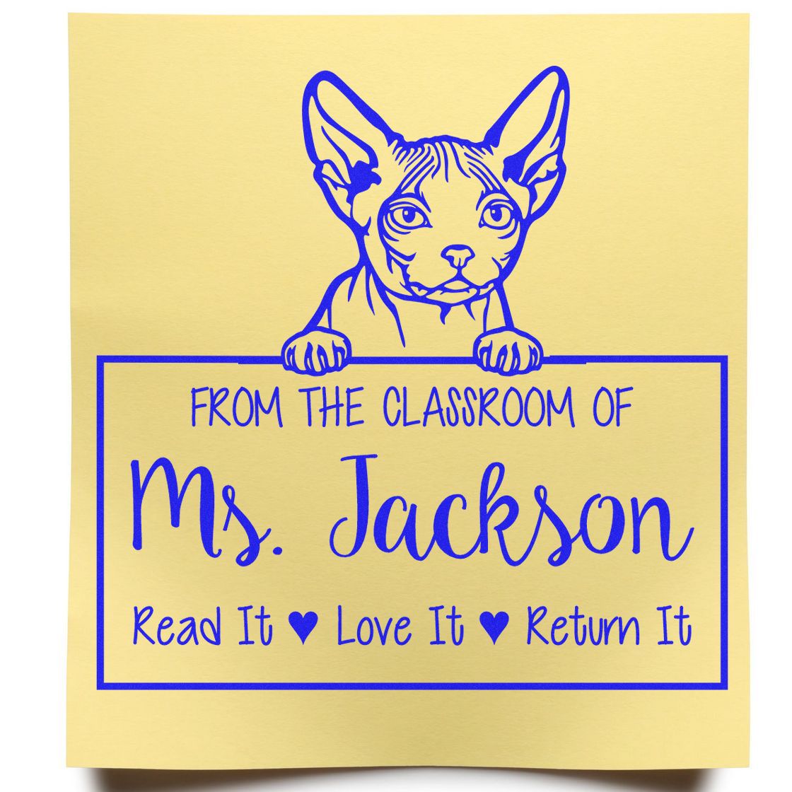 Customized Teacher Book Ownership Stamp with Minskin Cat - Engineer Seal Stamps