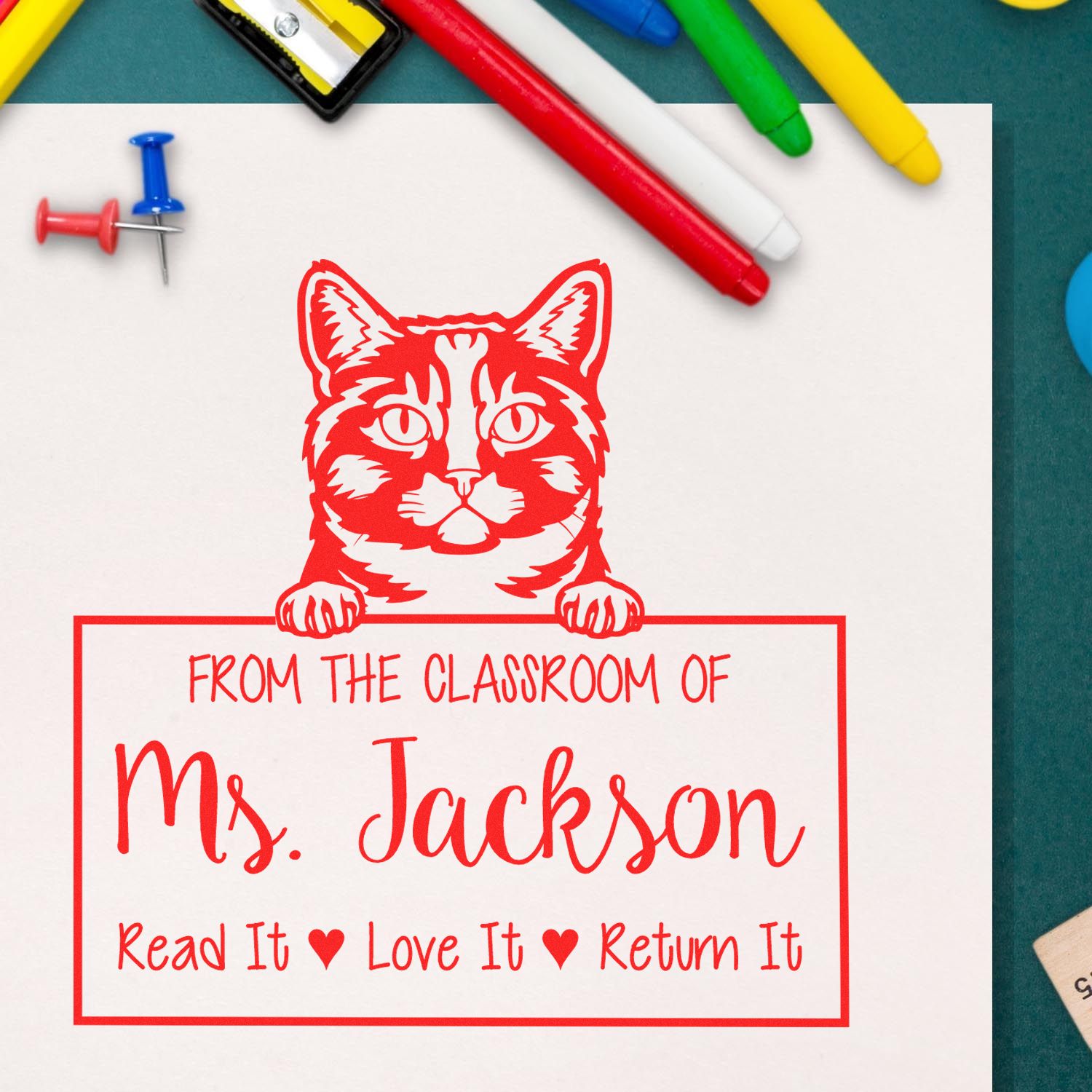 Customized For Classroom Use Stamp with Munchkin Cat - Engineer Seal Stamps