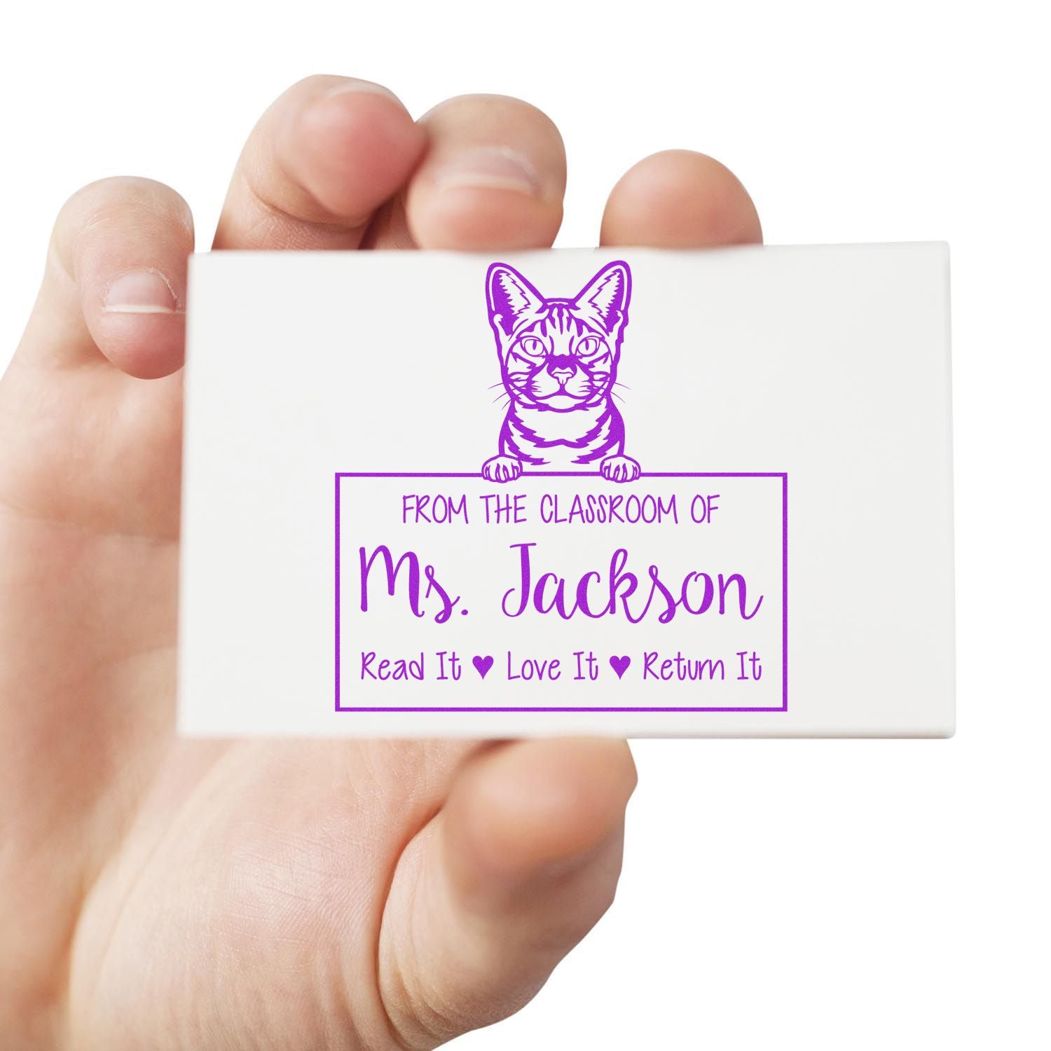 Ocicat Cat-Themed Read It Love It Return It For Classroom Stamp - Engineer Seal Stamps