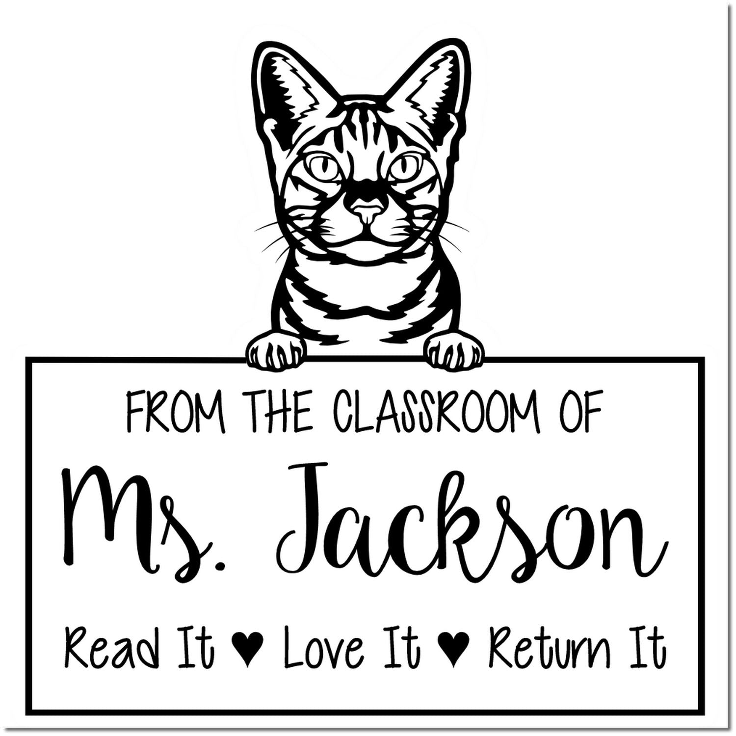 Ocicat Cat-Themed Read It Love It Return It For Classroom Stamp - Engineer Seal Stamps