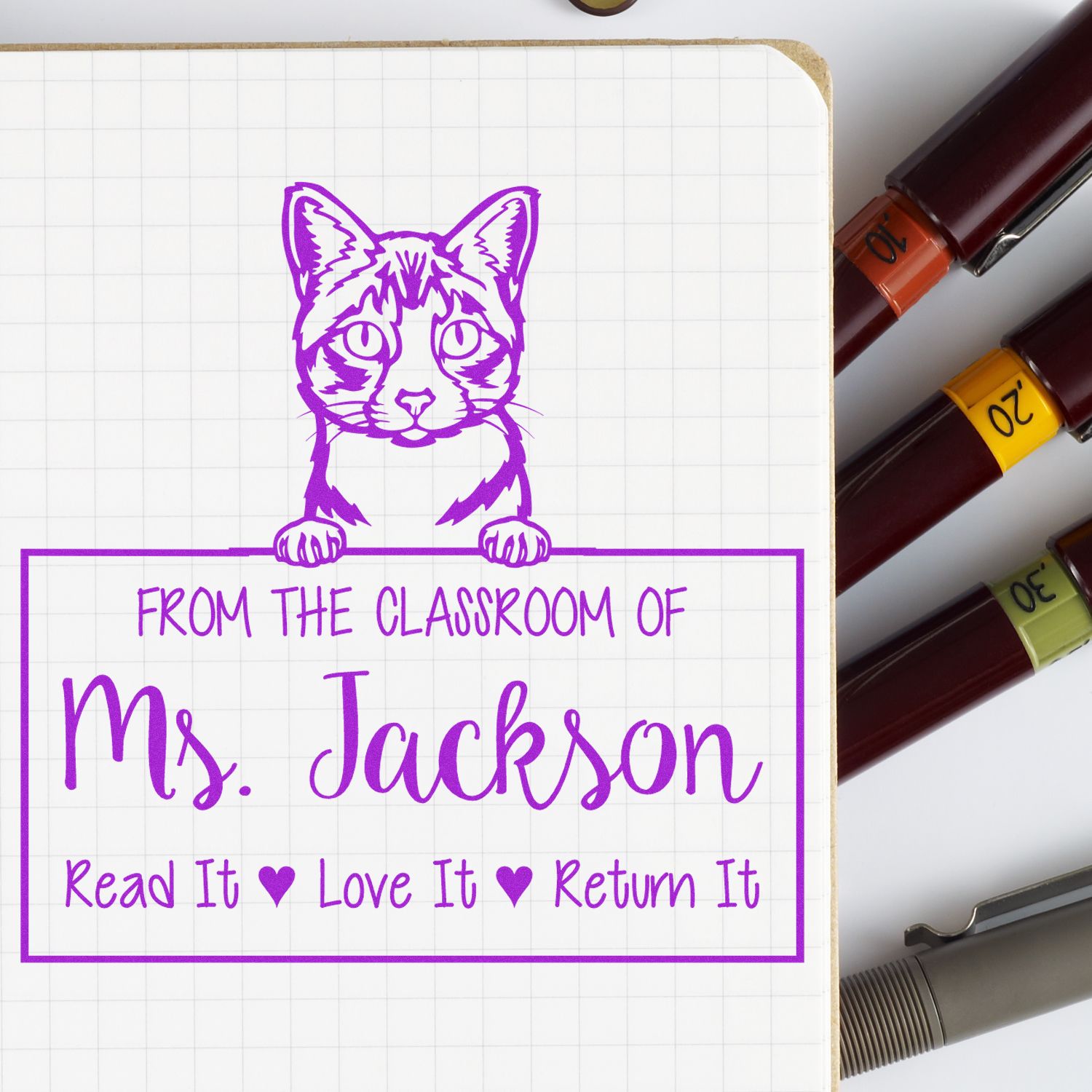 Ojos Azules Cat Customized Keep It, Love It, Return It Stamp - Engineer Seal Stamps