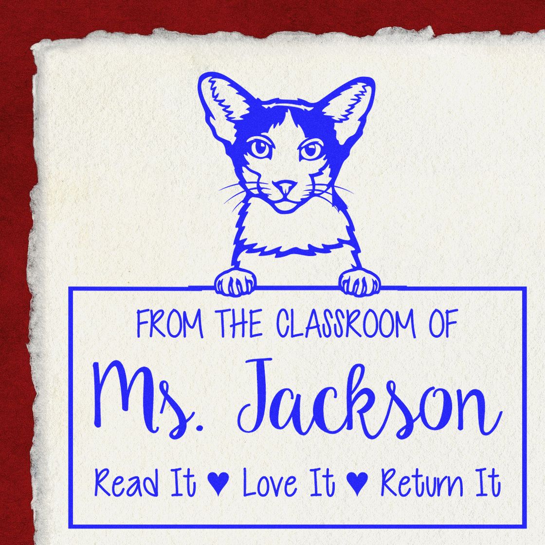 Oriental Bicolor Cat Customized Borrowed Book Reminder Stamp - Engineer Seal Stamps