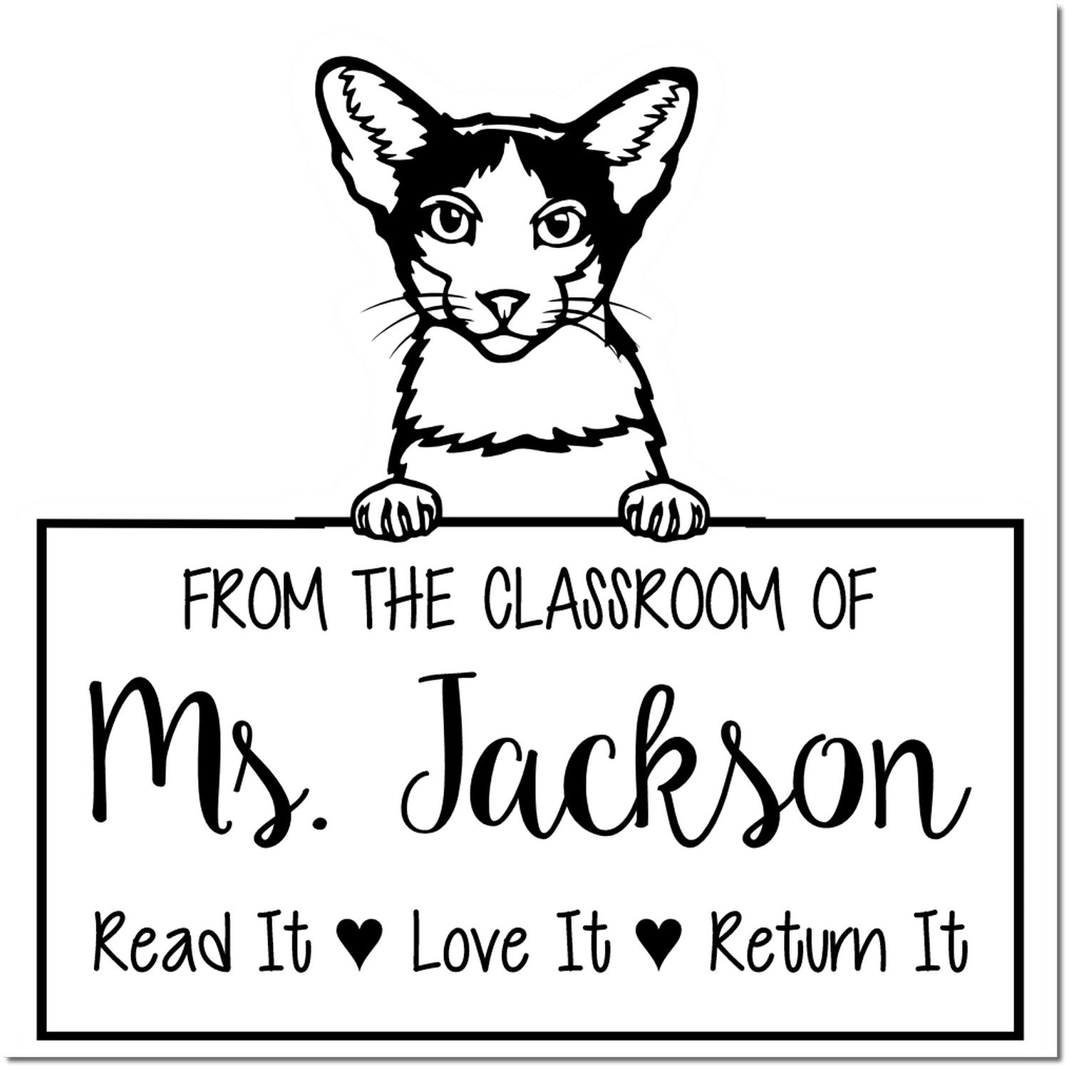 Oriental Bicolor Cat-Themed Book Lover In Charge Stamp - Engineer Seal Stamps