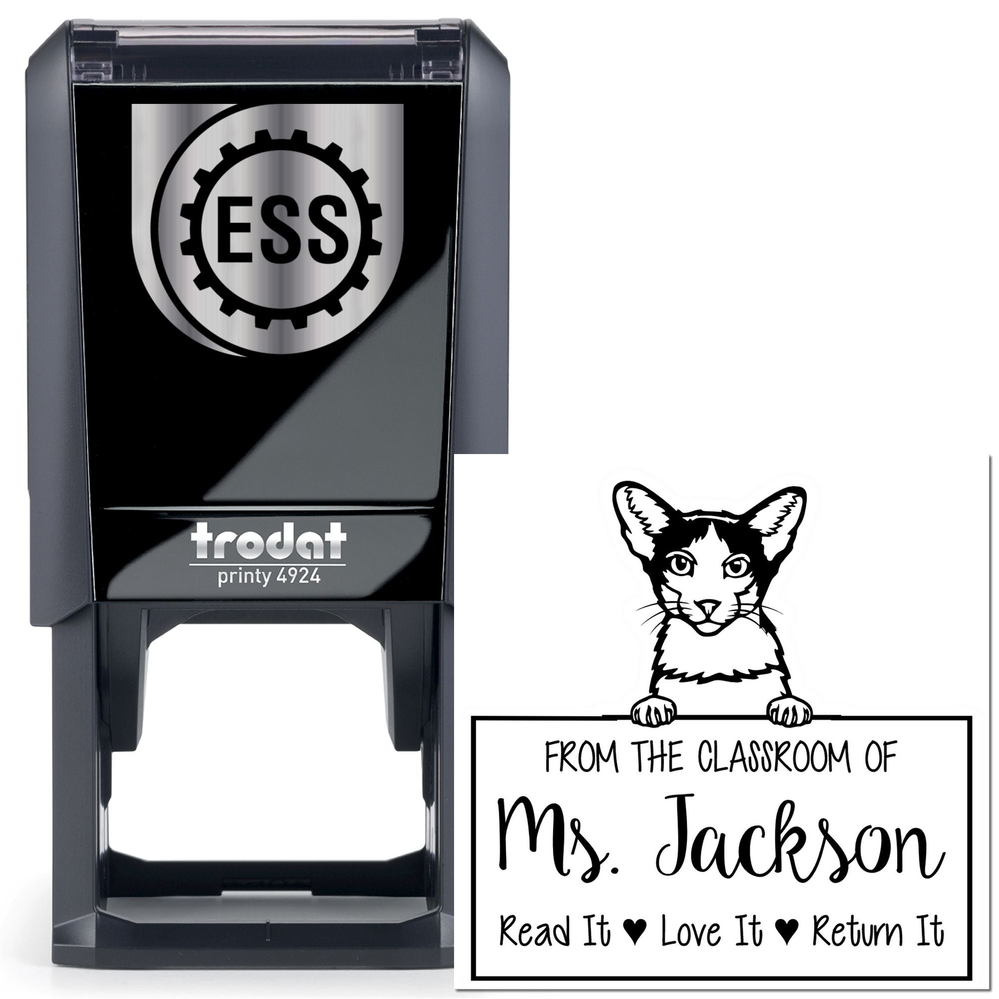 Oriental Bicolor Cat-Themed Book Lover In Charge Stamp - Engineer Seal Stamps