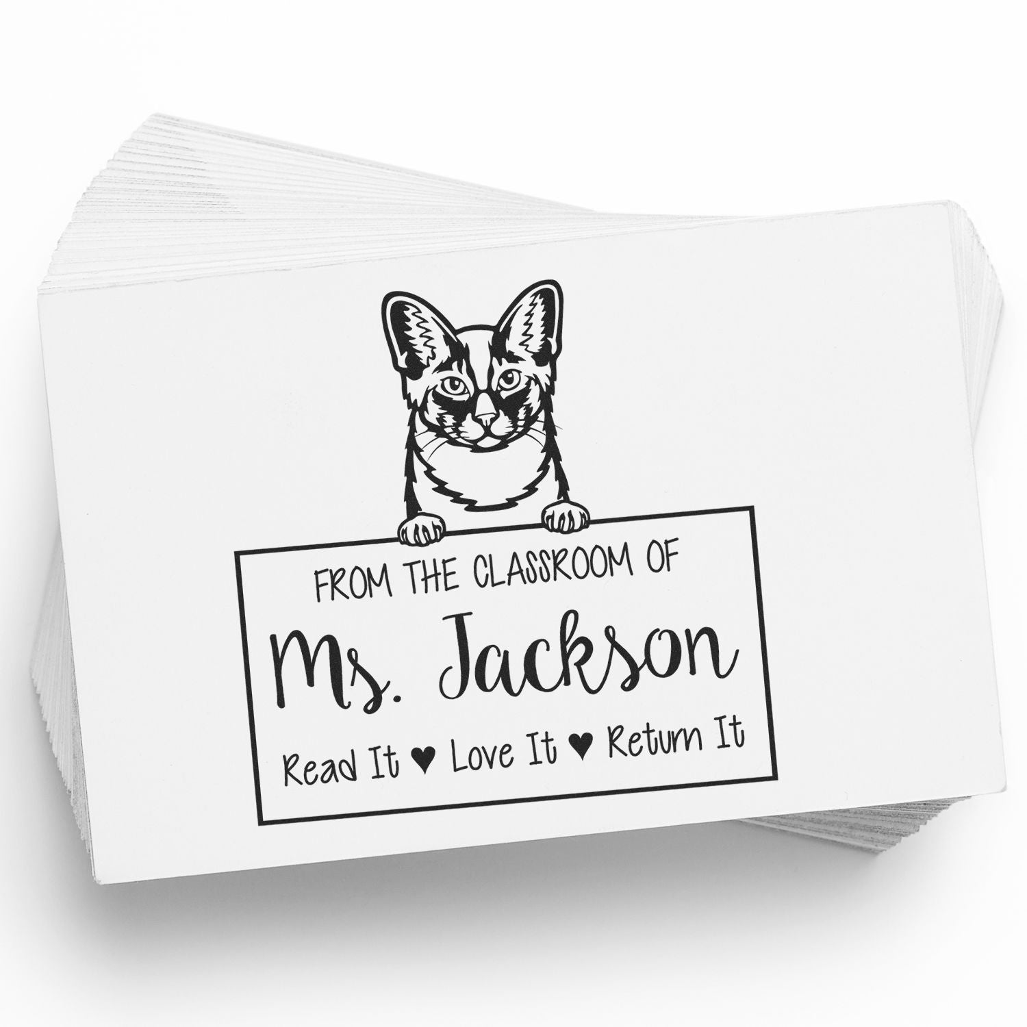 Customized Classroom Supplies Stamp with Oriental Longhair Cat - Engineer Seal Stamps
