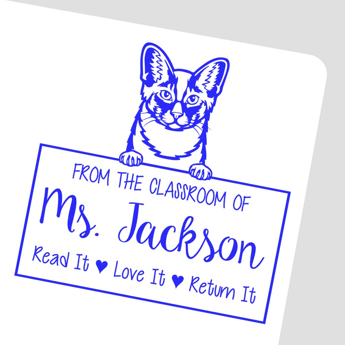 Customized Classroom Supplies Stamp with Oriental Longhair Cat - Engineer Seal Stamps