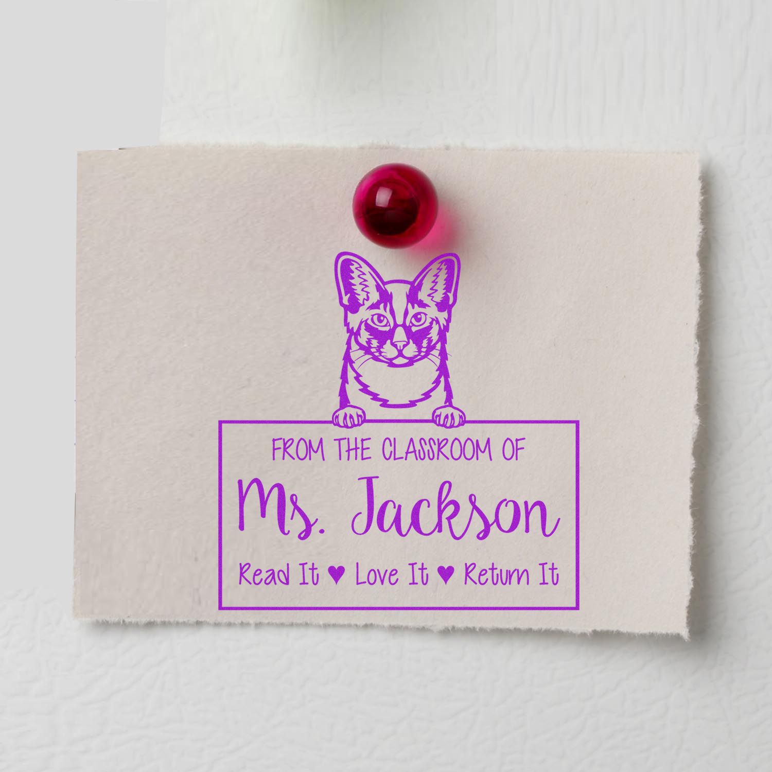 Customized Classroom Supplies Stamp with Oriental Longhair Cat - Engineer Seal Stamps