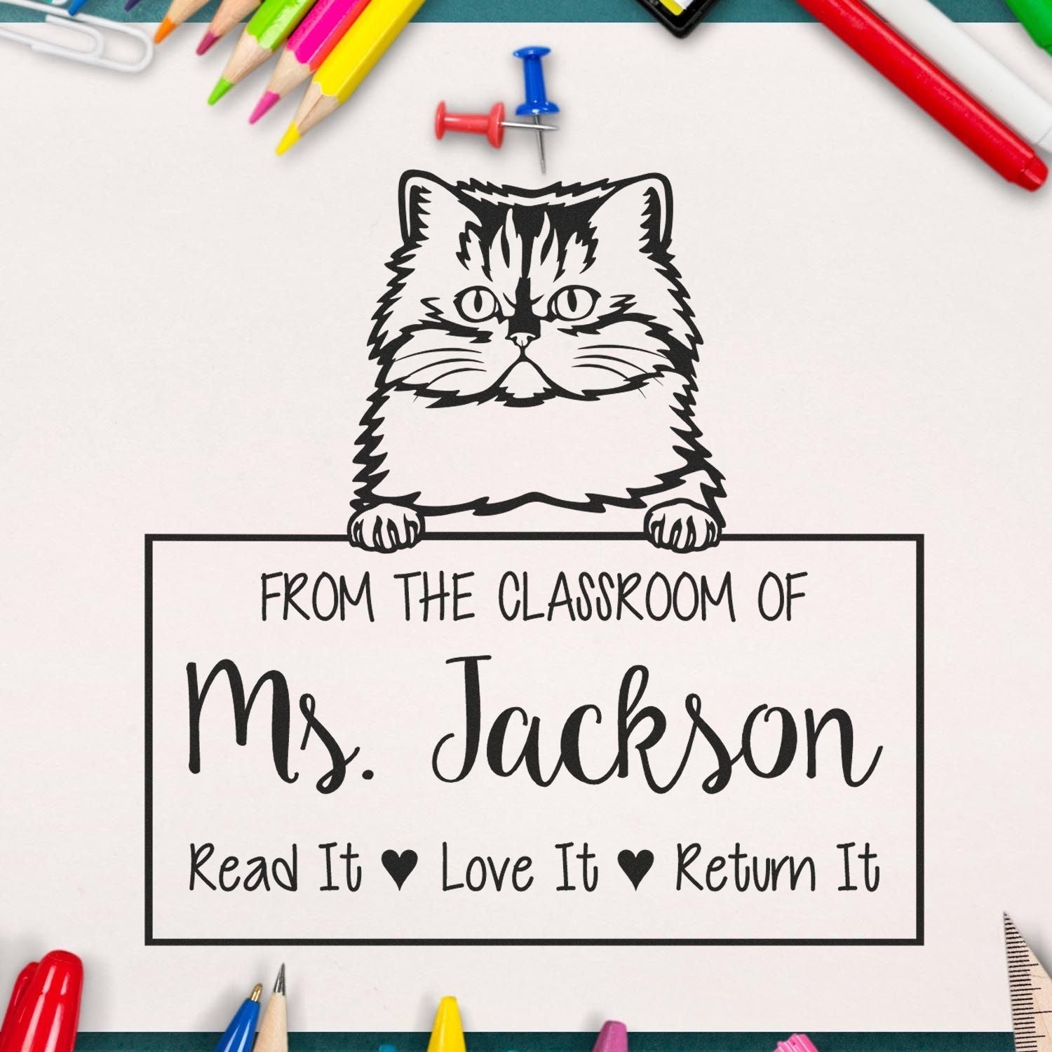 Persian Cat-Themed Book Collection Stamper - Engineer Seal Stamps