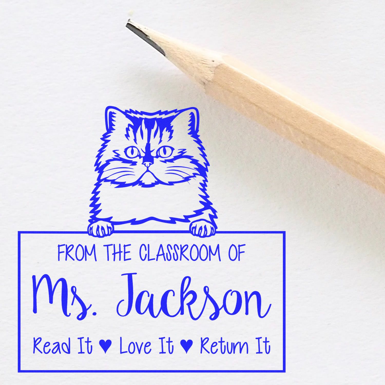Persian Cat-Themed Read It Love It Return It For Book Lovers Stamper - Engineer Seal Stamps