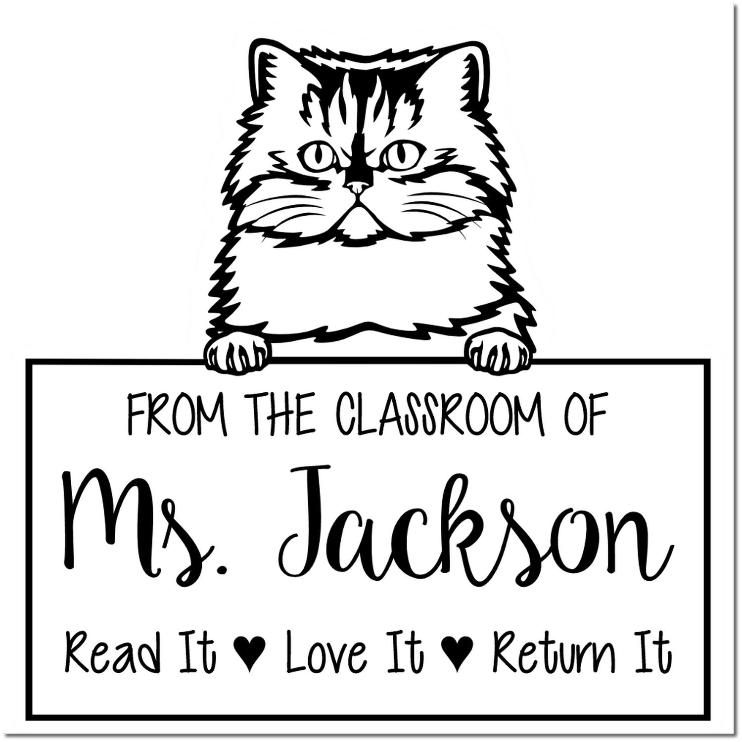 Persian Cat-Themed Read It Love It Return It For Book Lovers Stamper - Engineer Seal Stamps