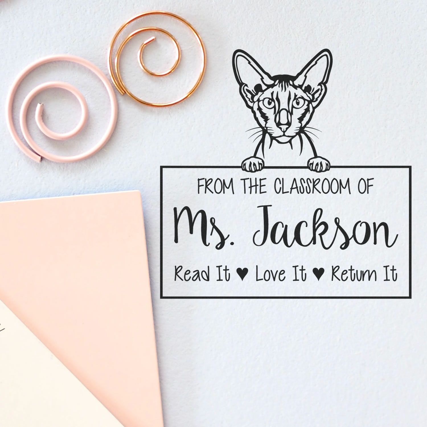 Peterbald Cat Customized Personal Book Stamp - Engineer Seal Stamps