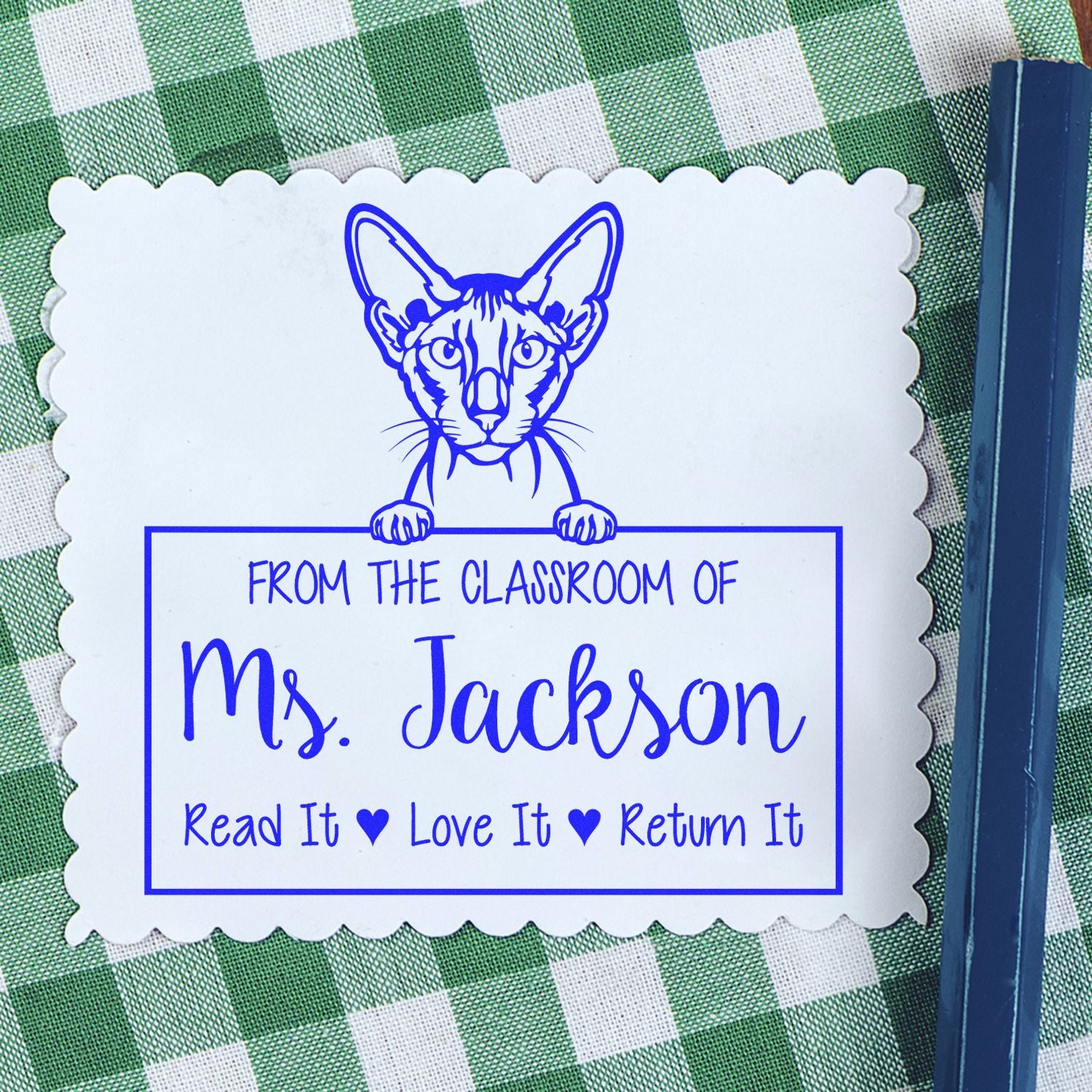 Peterbald Cat-Themed Book Collection Stamp - Engineer Seal Stamps