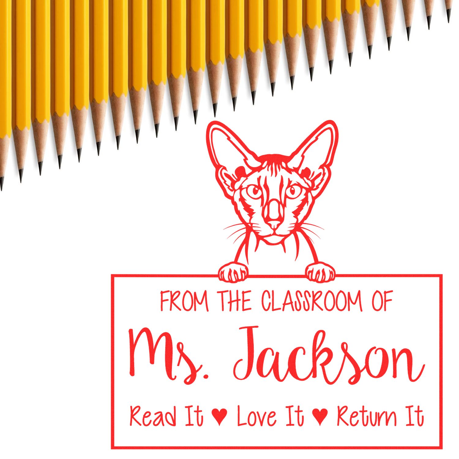 Peterbald Cat-Themed Read It Love It Return It For Book Lovers Stamp