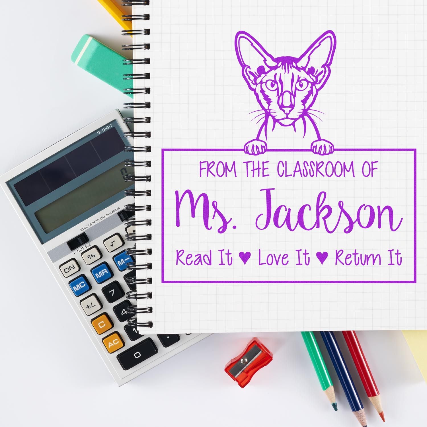 Peterbald Cat-Themed Read It Love It Return It For Book Lovers Stamp - Engineer Seal Stamps