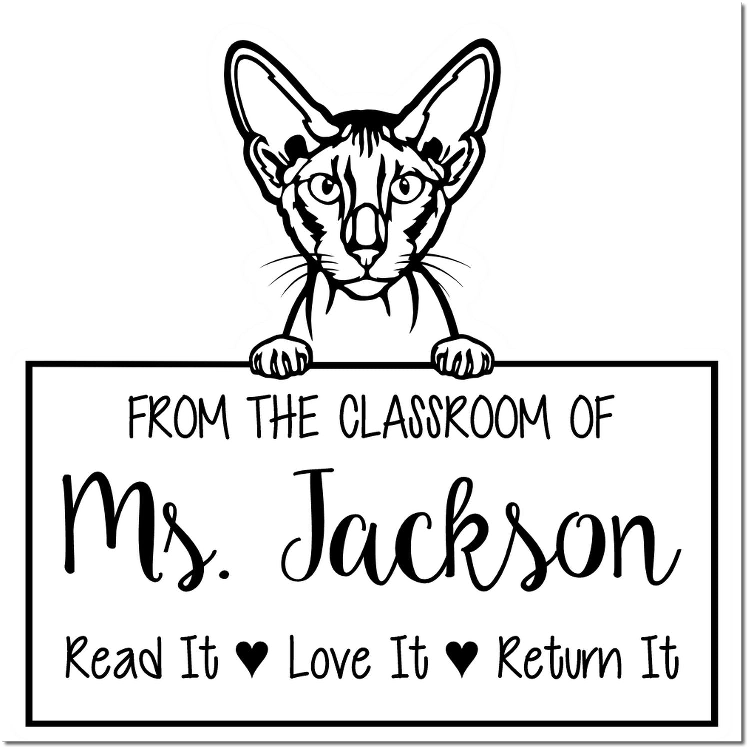 Peterbald Cat-Themed Read It Love It Return It For Book Lovers Stamp - Engineer Seal Stamps