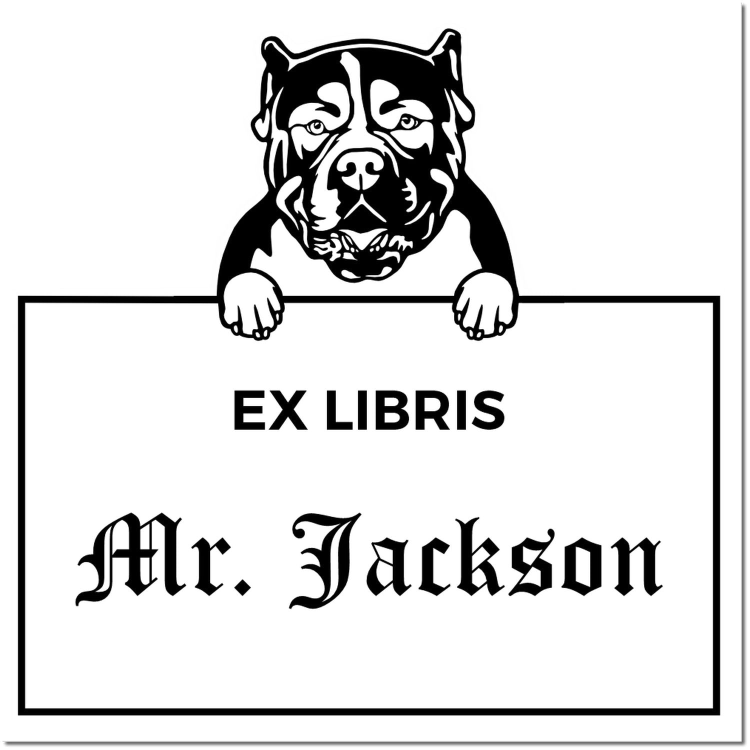 American Bulldog Custom Dog Ex Libris Design Stamp - Engineer Seal Stamps