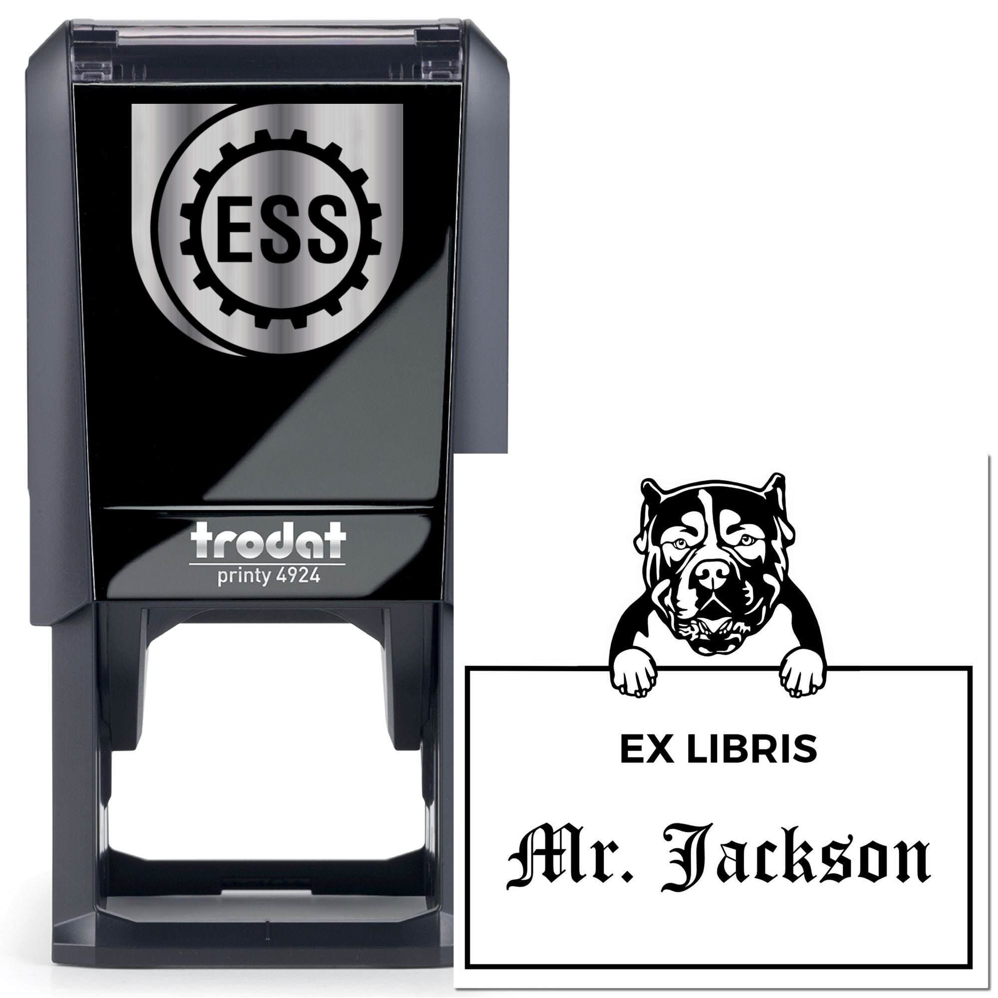 American Bulldog Custom Dog Ex Libris Design Stamp - Engineer Seal Stamps