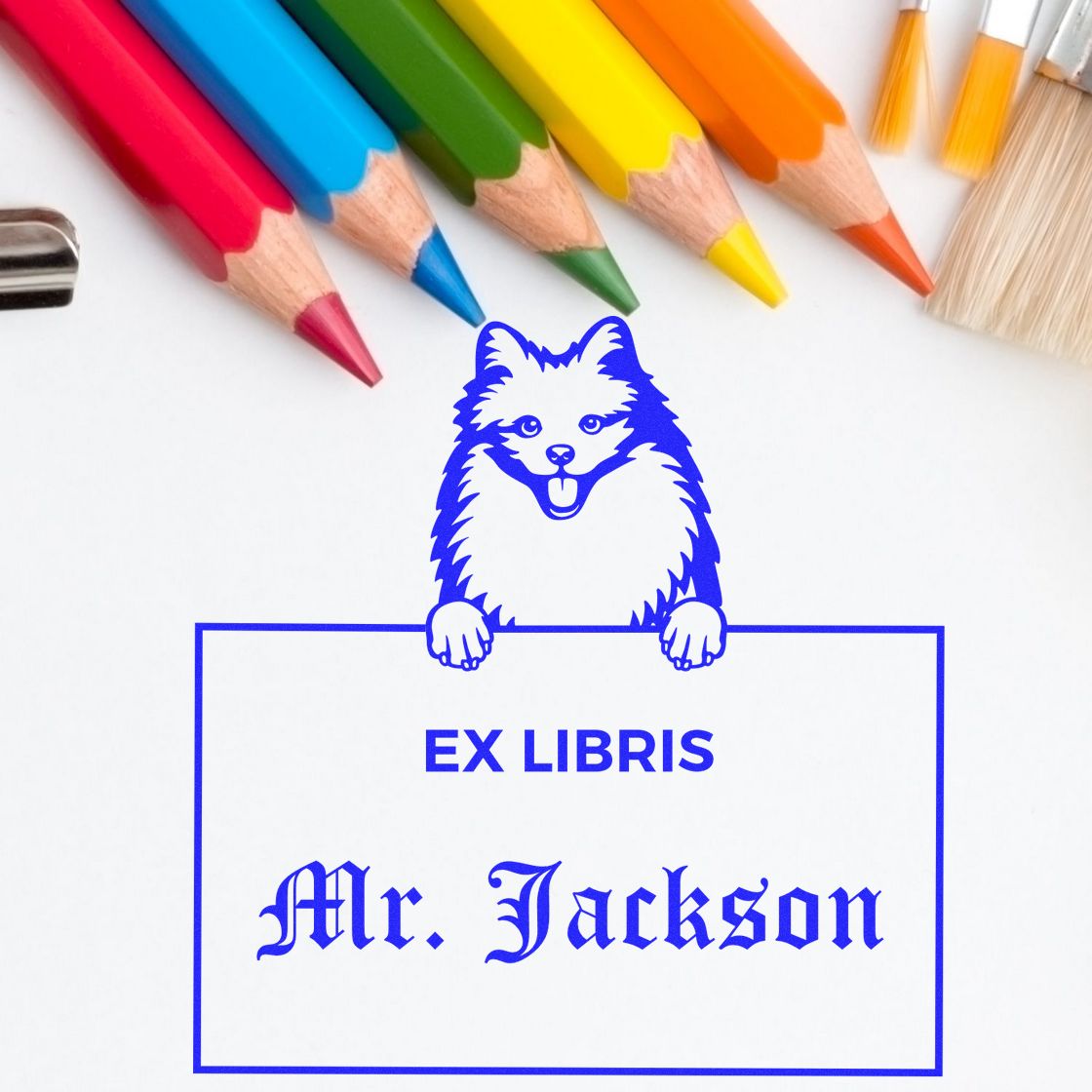 American Eskimo Custom-Made Ex Libris Book Stamp - Engineer Seal Stamps