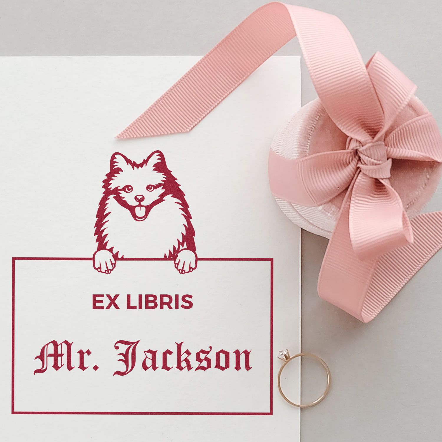 American Eskimo Custom-Made Ex Libris Book Stamp - Engineer Seal Stamps